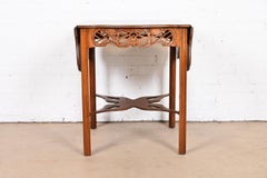 Baker Furniture Chippendale Carved Mahogany Pembroke Tea Table
