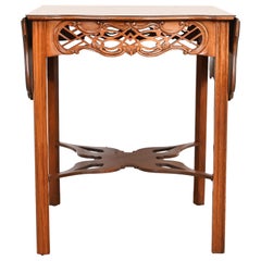Baker Furniture Chippendale Carved Mahogany Pembroke Tea Table