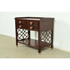 Baker Furniture Chippendale Carved Mahogany Rolling Buffet Server or Bar Cart