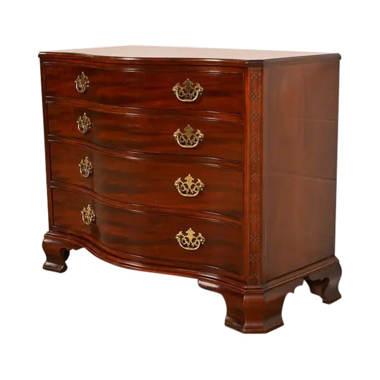 Baker Furniture Chippendale Carved Mahogany Serpentine Front Dresser Chest