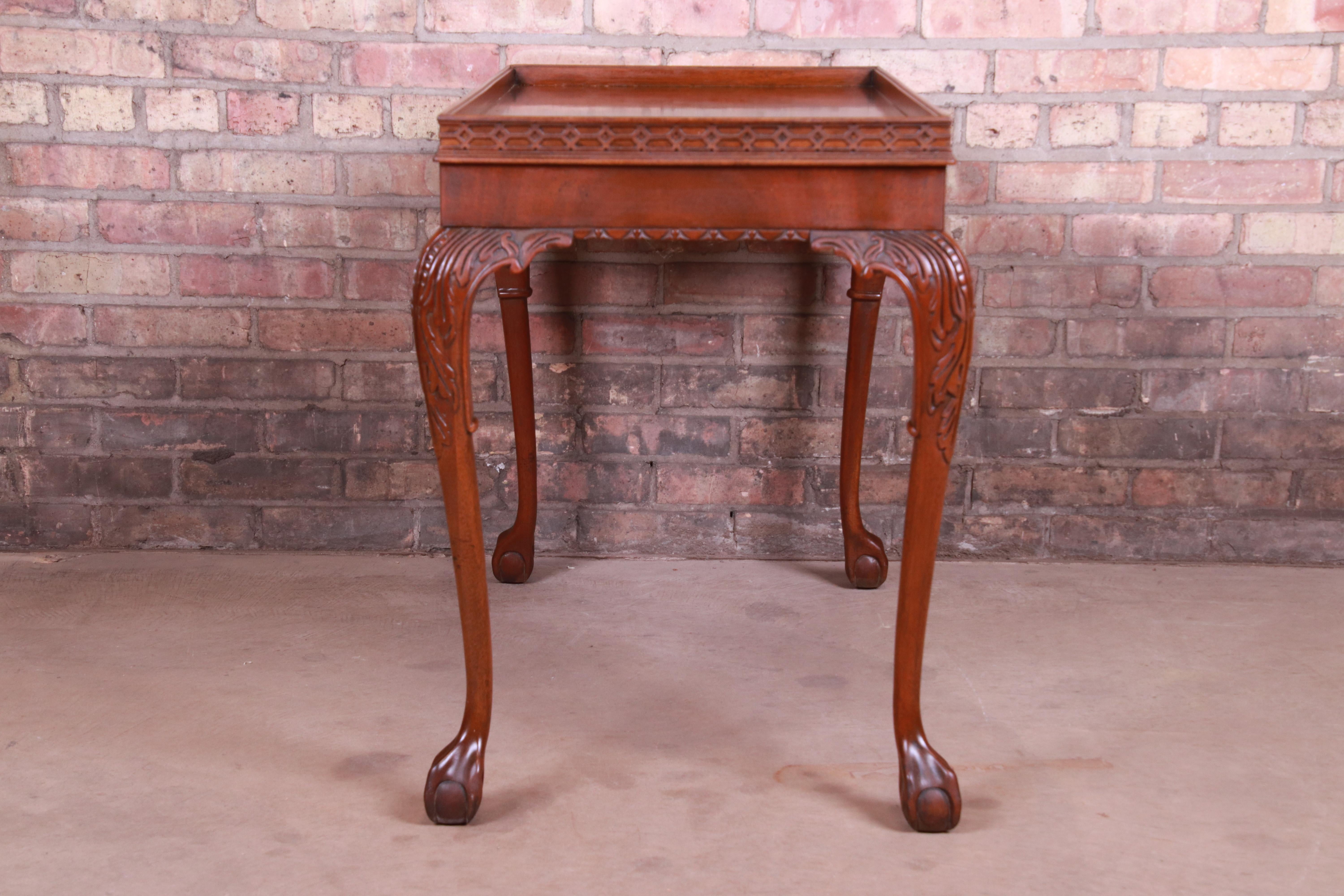 Baker Furniture Chippendale Carved Mahogany Tea Table 3