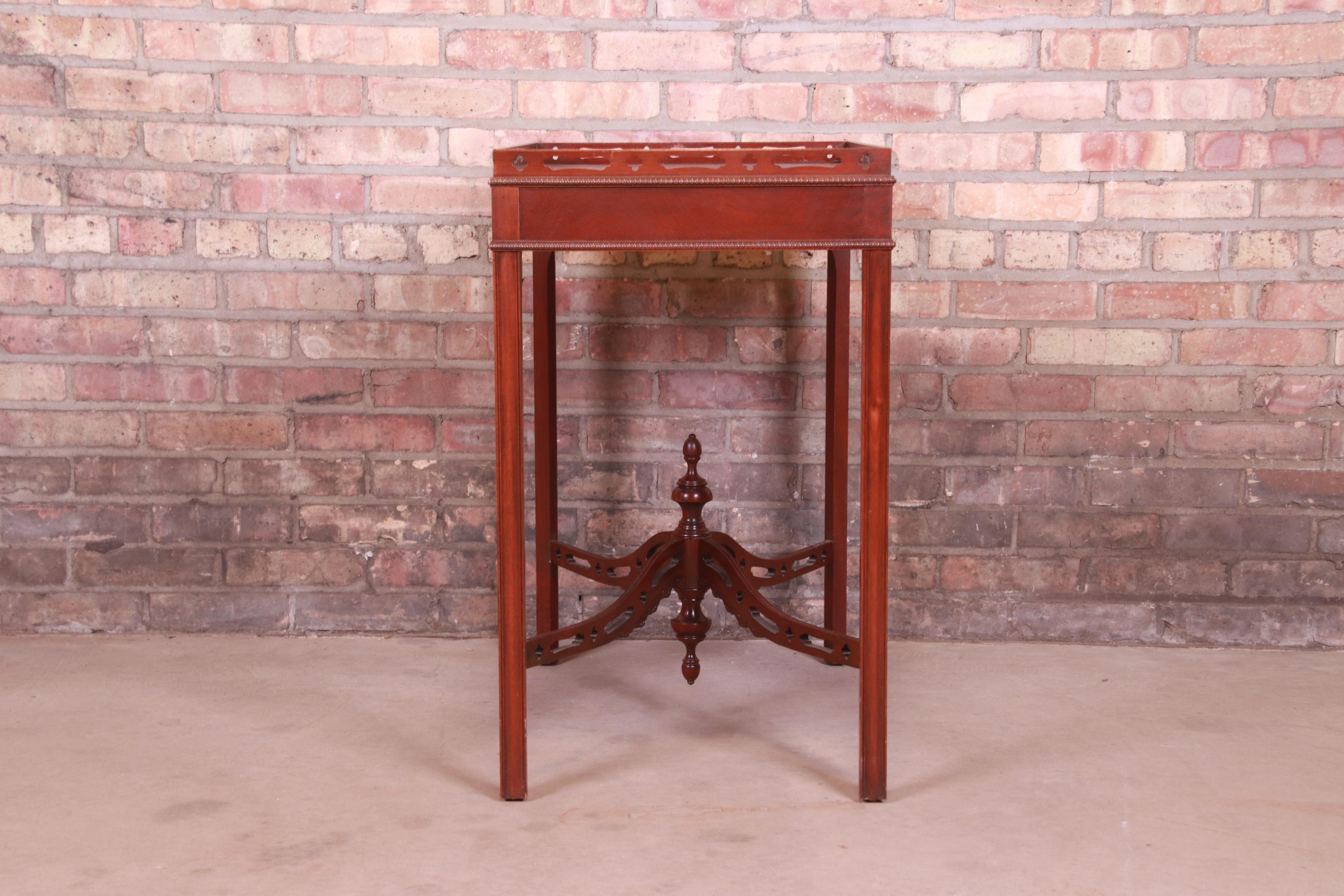 Baker Furniture Chippendale Carved Mahogany Tea Table 5