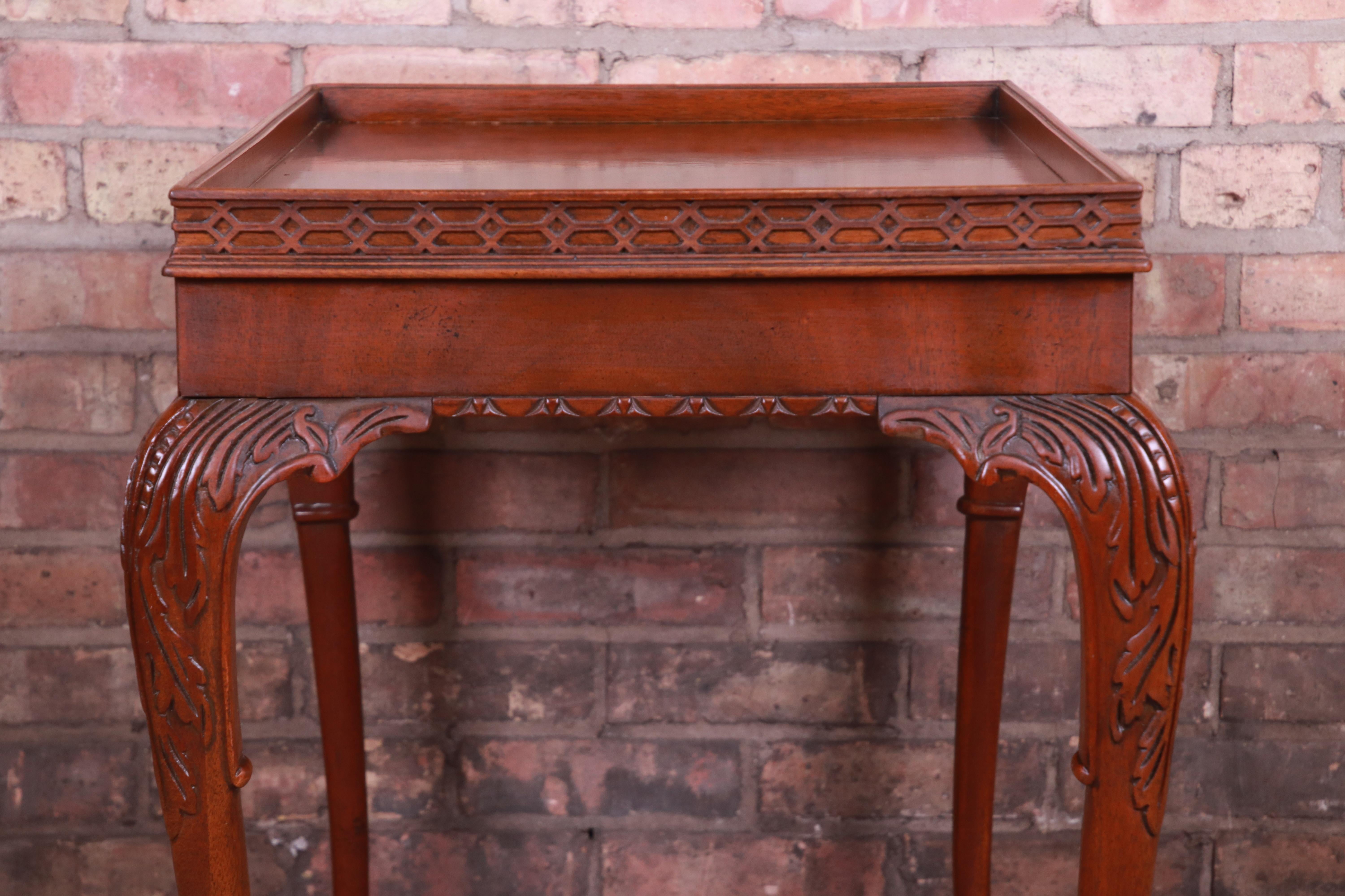 Baker Furniture Chippendale Carved Mahogany Tea Table 4