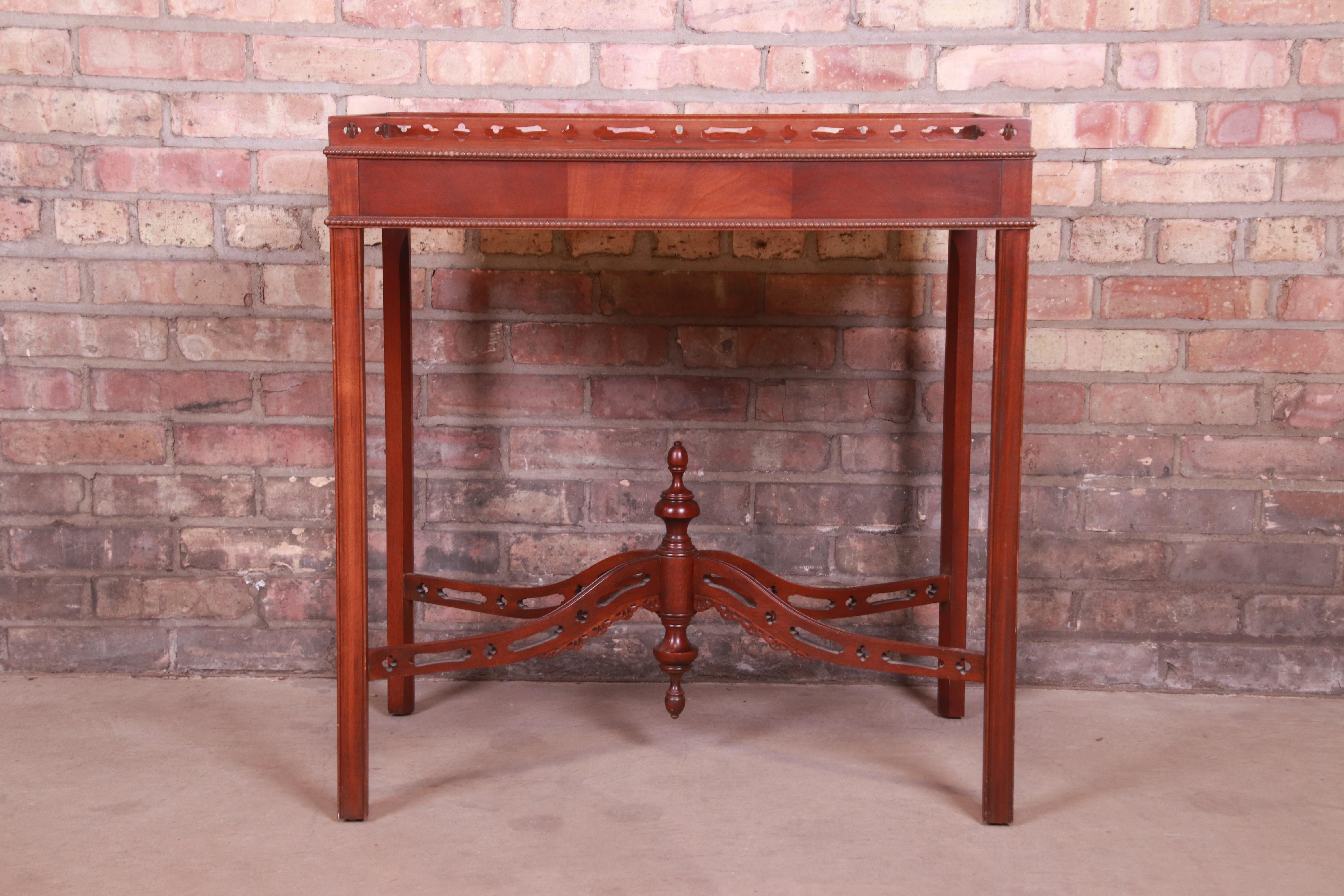 Baker Furniture Chippendale Carved Mahogany Tea Table 6