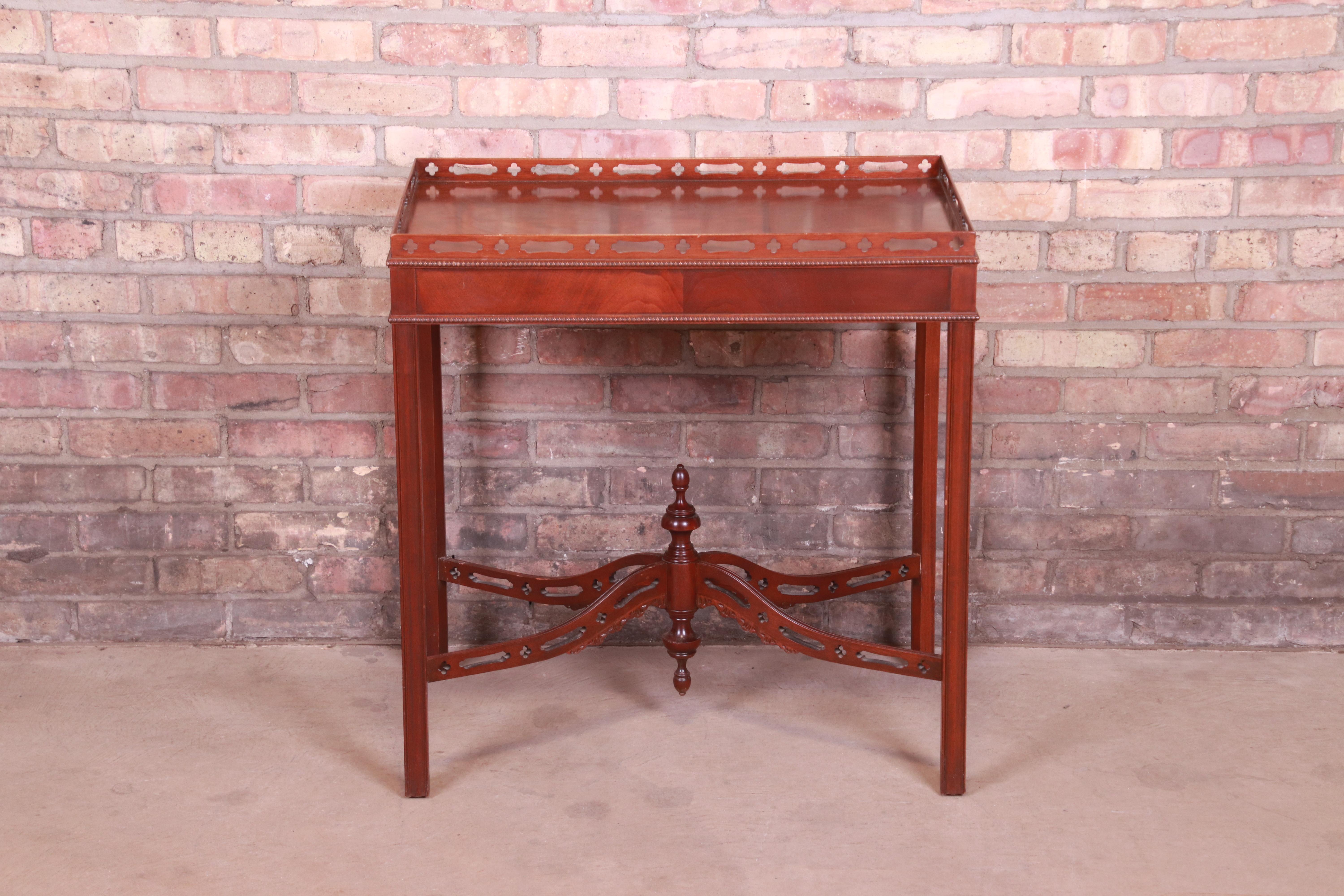 American Baker Furniture Chippendale Carved Mahogany Tea Table