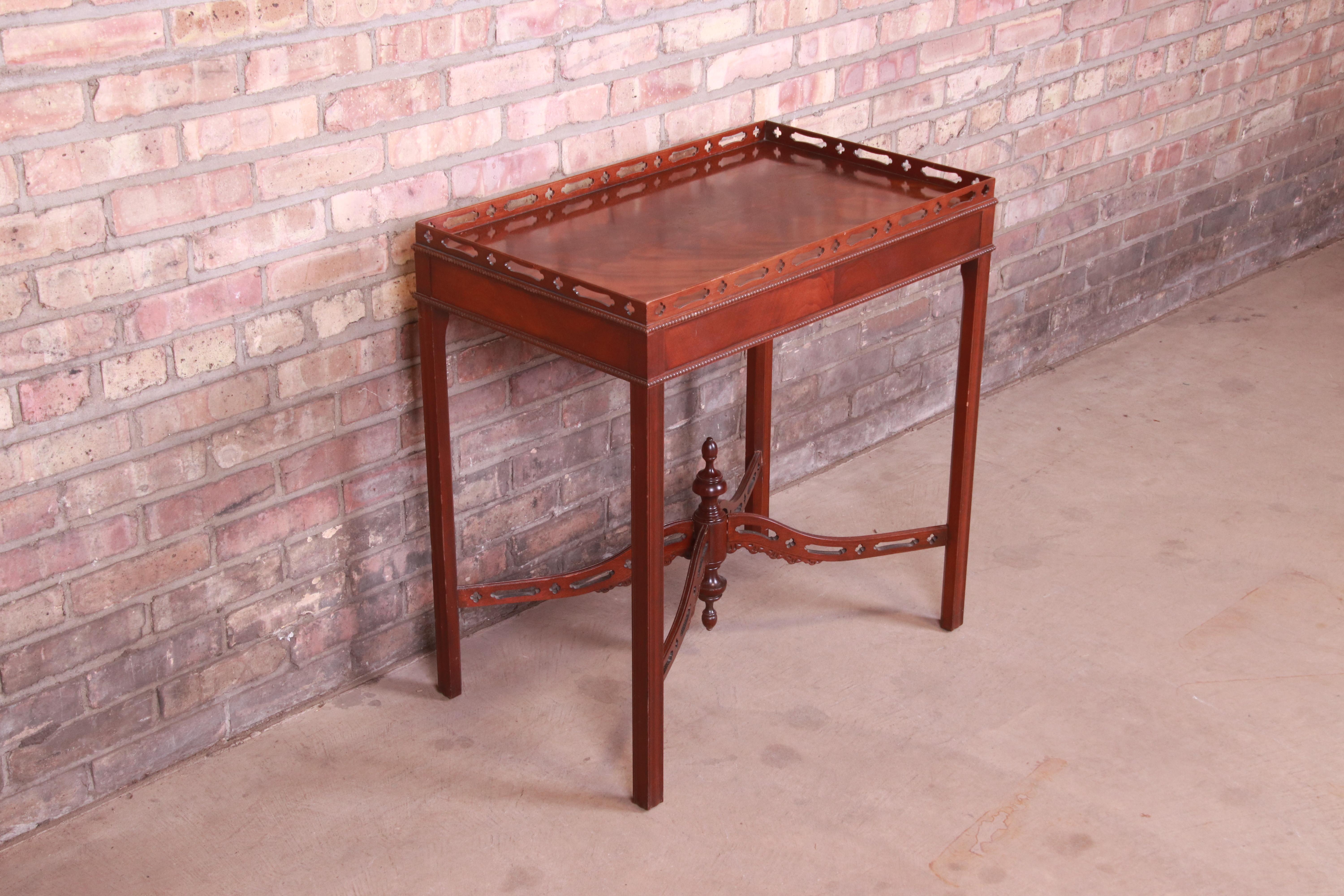 20th Century Baker Furniture Chippendale Carved Mahogany Tea Table