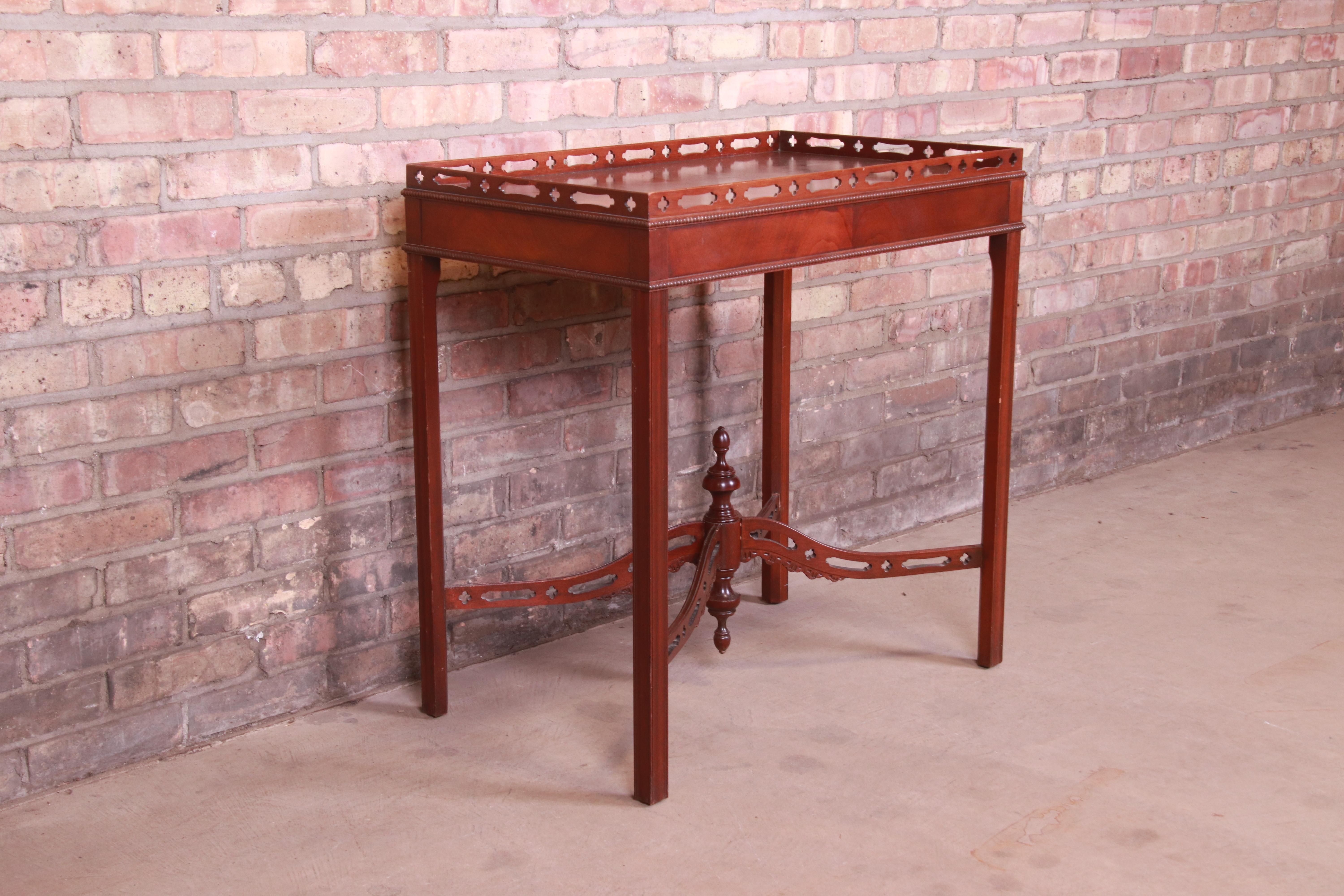 Baker Furniture Chippendale Carved Mahogany Tea Table 1