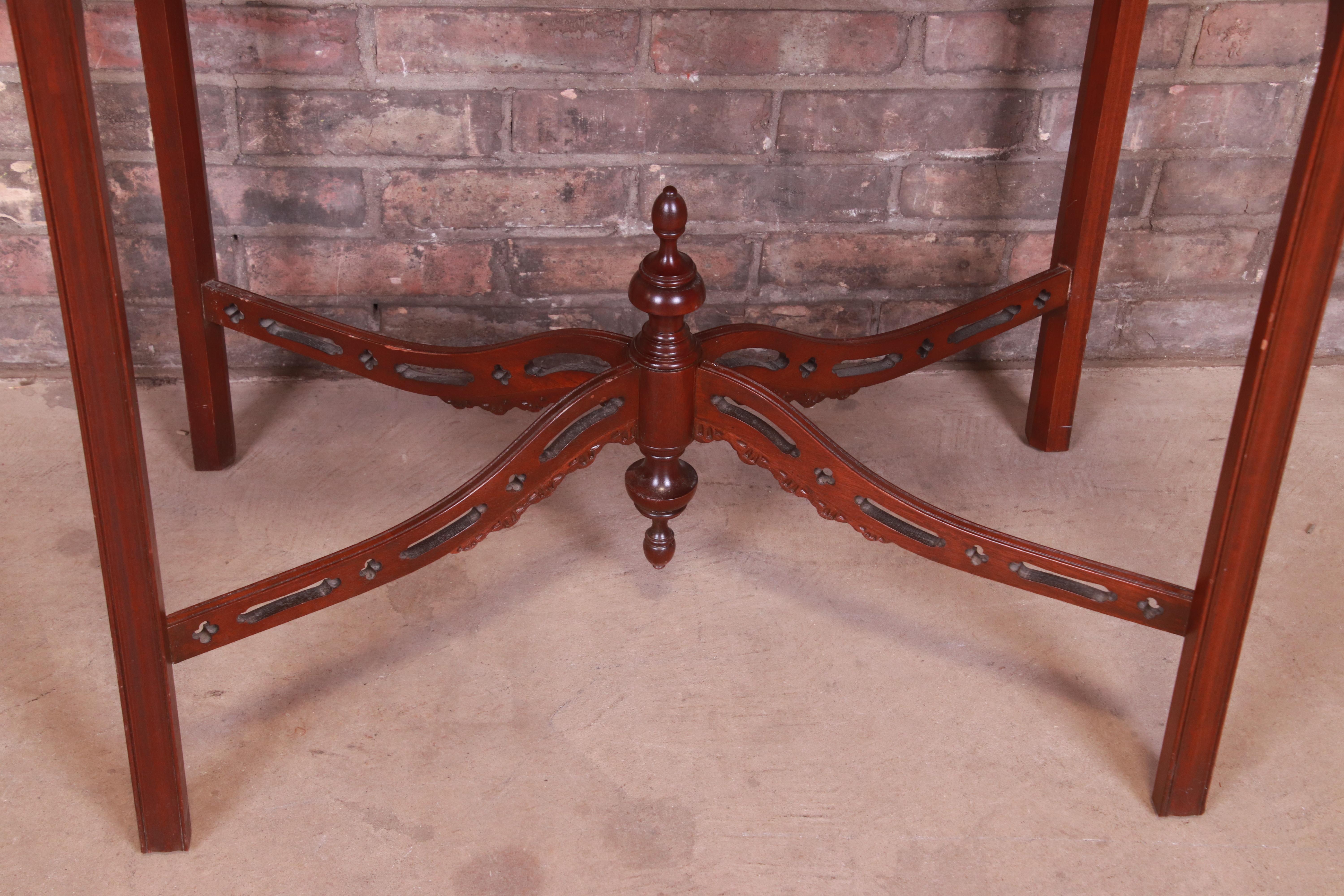 Baker Furniture Chippendale Carved Mahogany Tea Table 2