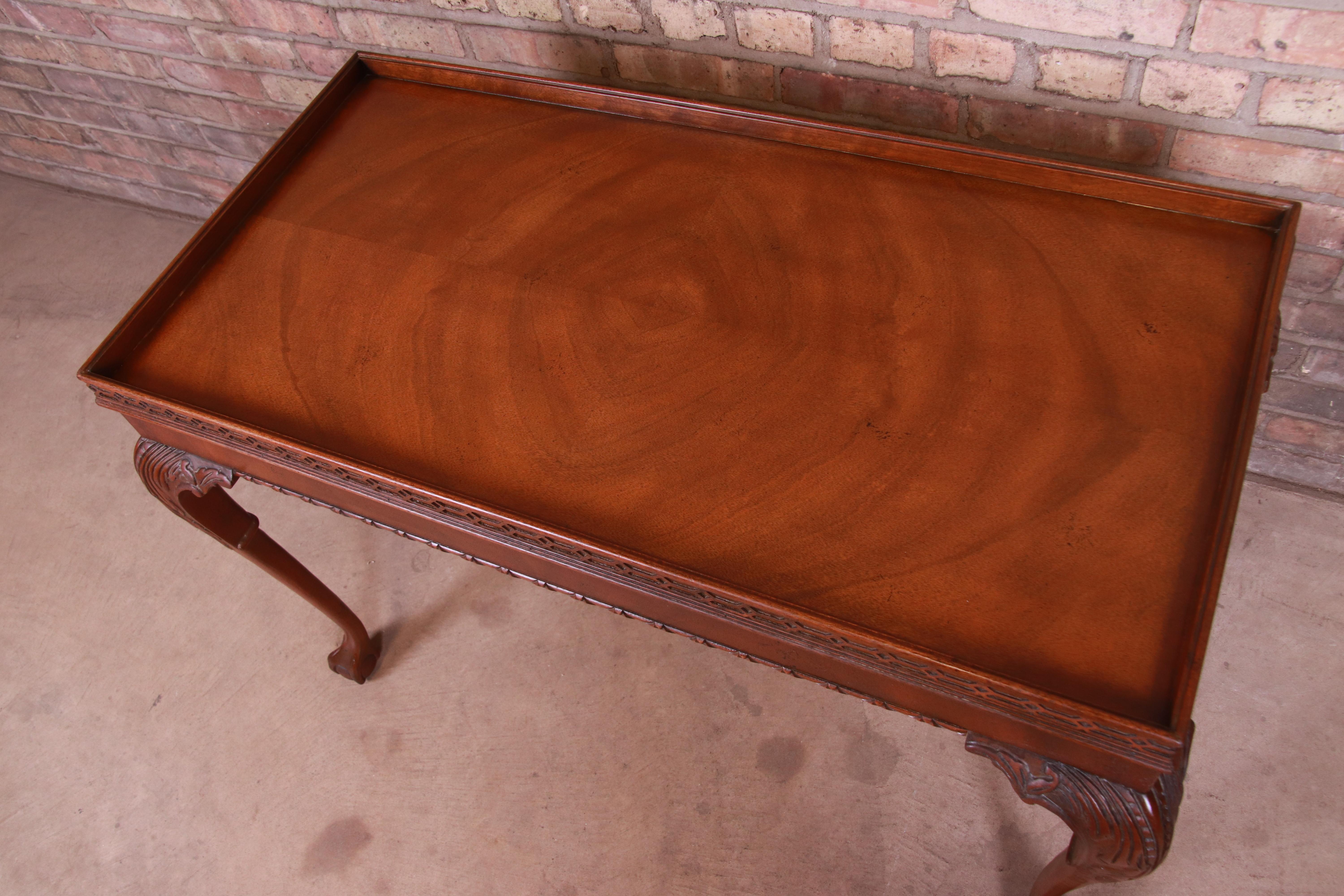 Baker Furniture Chippendale Carved Mahogany Tea Table 1