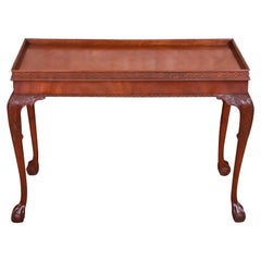 Baker Furniture Chippendale Carved Mahogany Tea Table