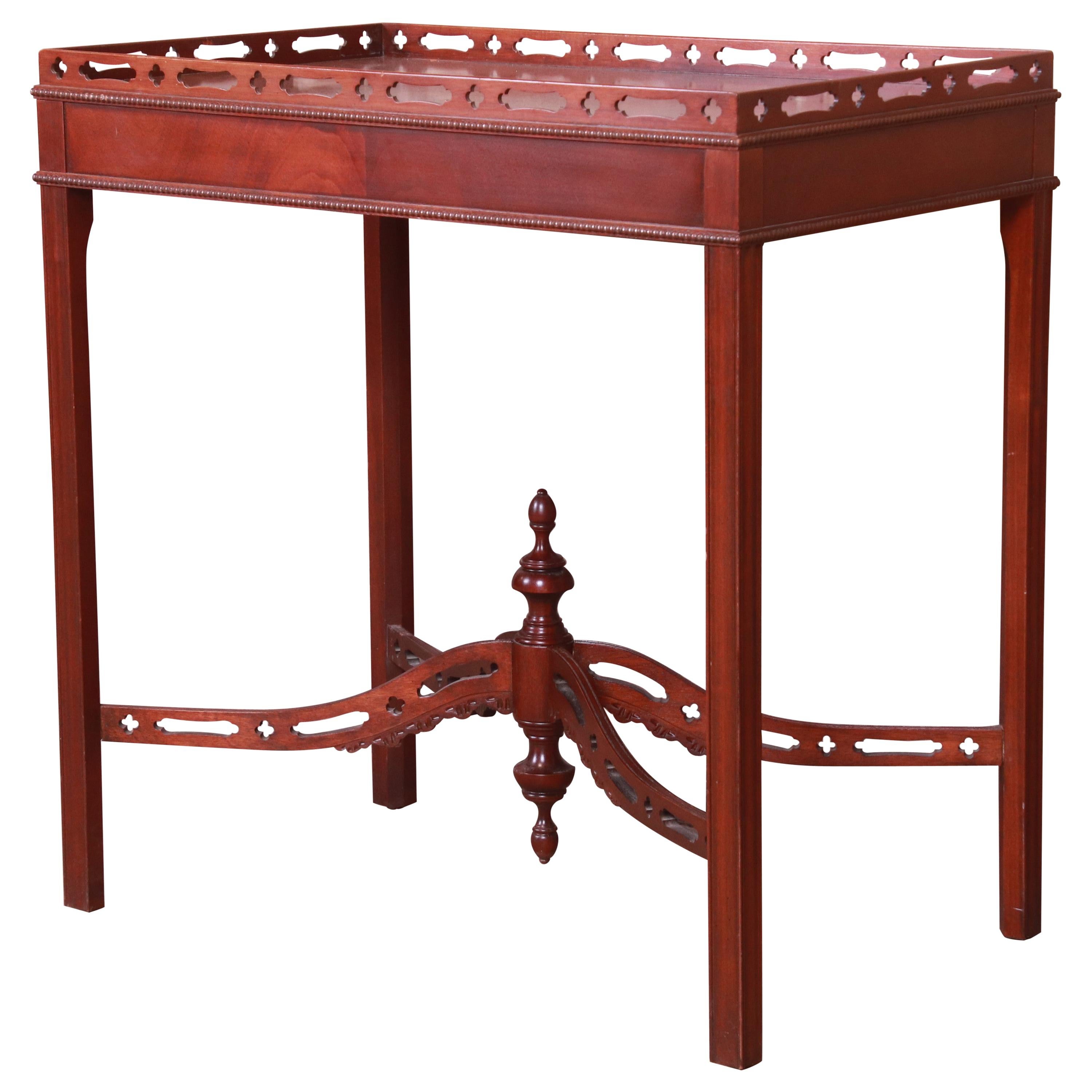 Baker Furniture Chippendale Carved Mahogany Tea Table