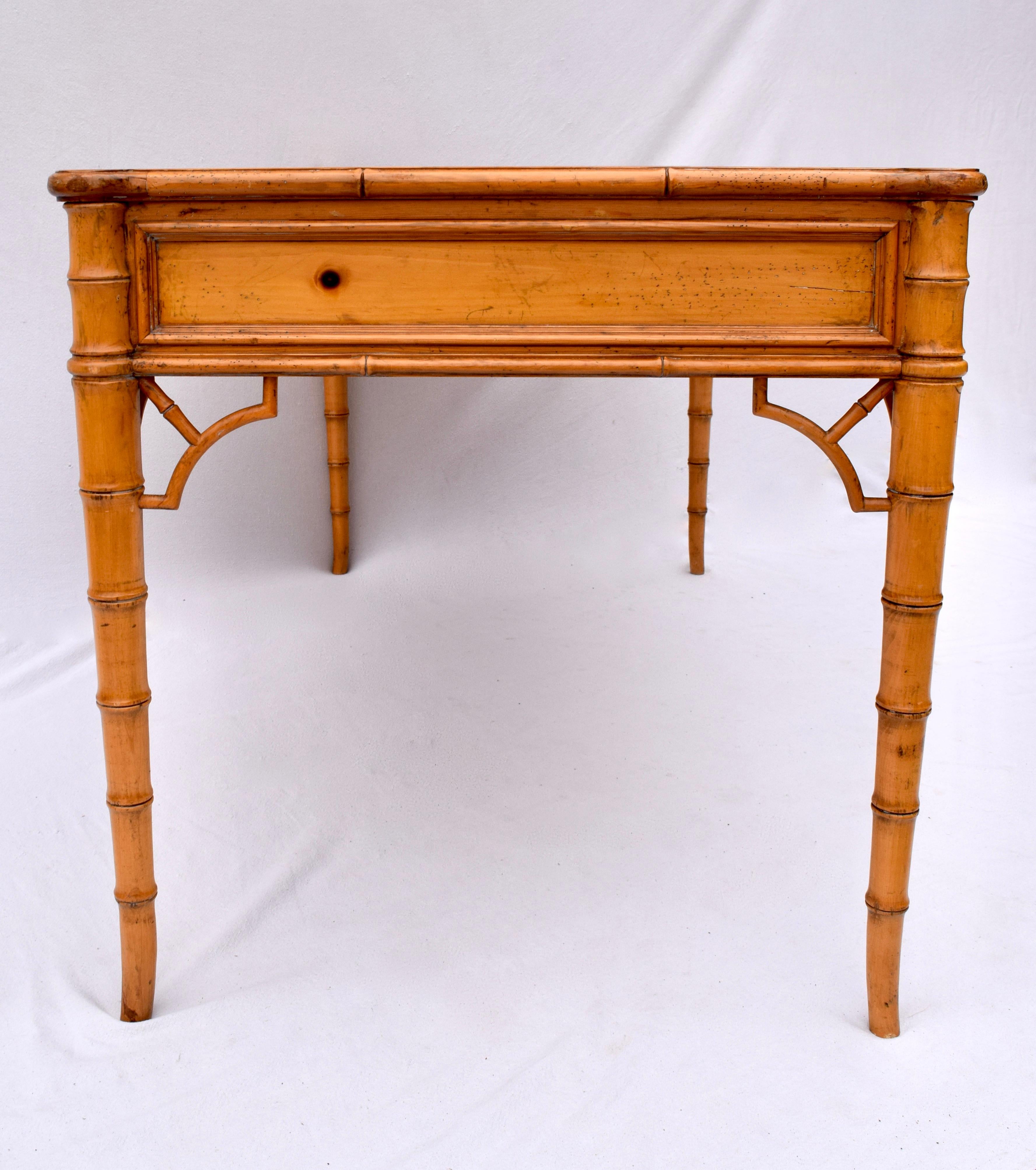 Regency Baker Furniture Chippendale Faux Bamboo Desk.