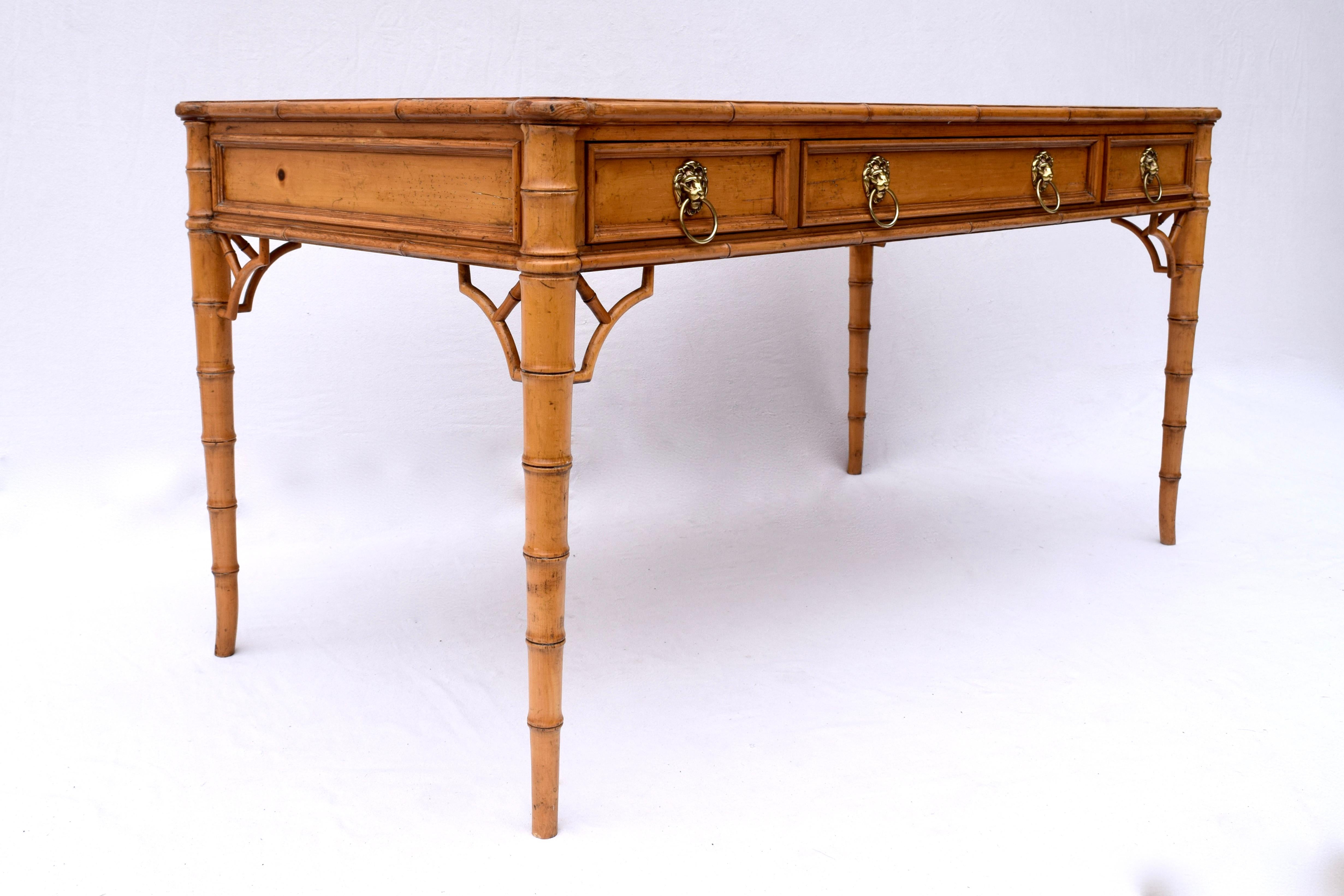 American Baker Furniture Chippendale Faux Bamboo Desk.
