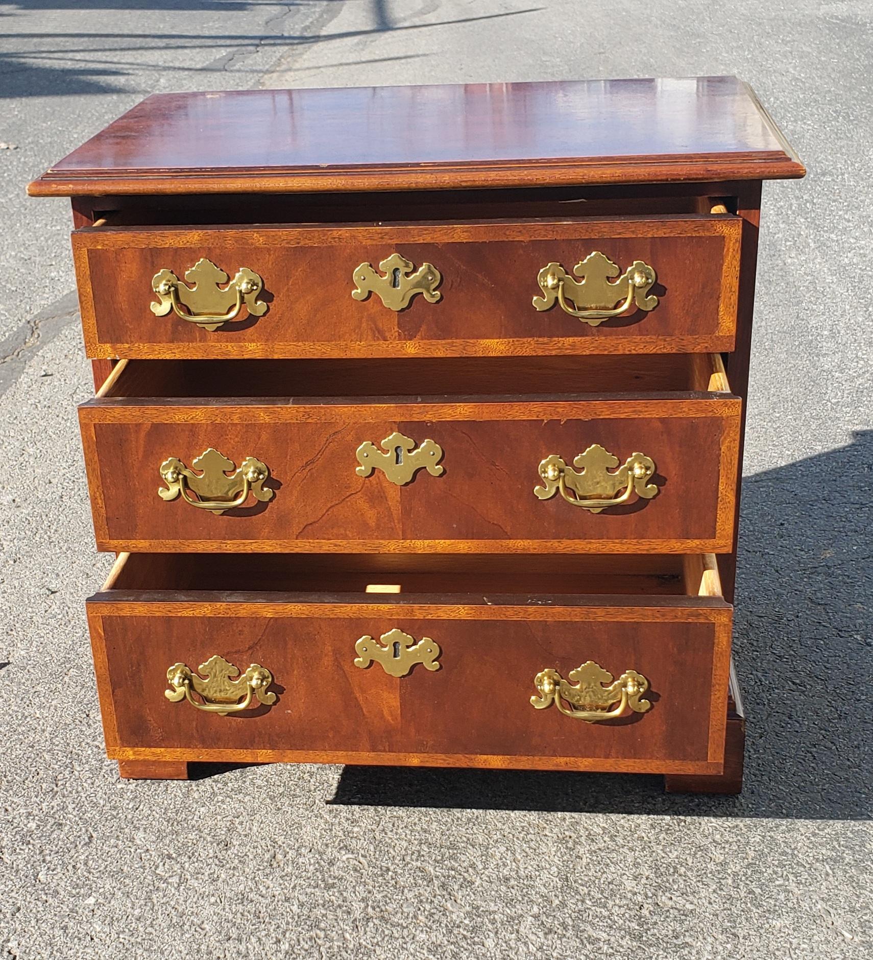 American Baker Furniture Chippendale Mahogany and Banded Satinwood Side Chest of Drawers For Sale