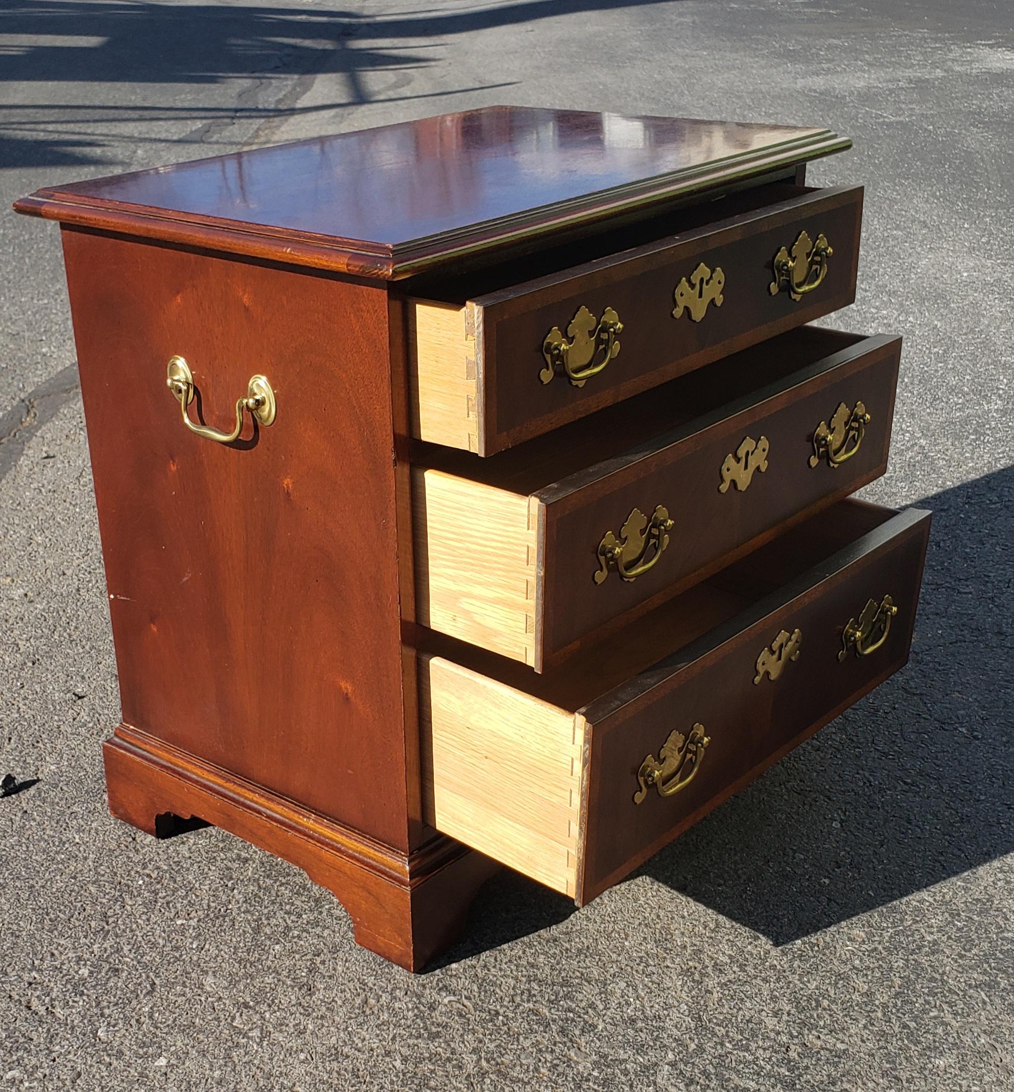 Woodwork Baker Furniture Chippendale Mahogany and Banded Satinwood Side Chest of Drawers For Sale