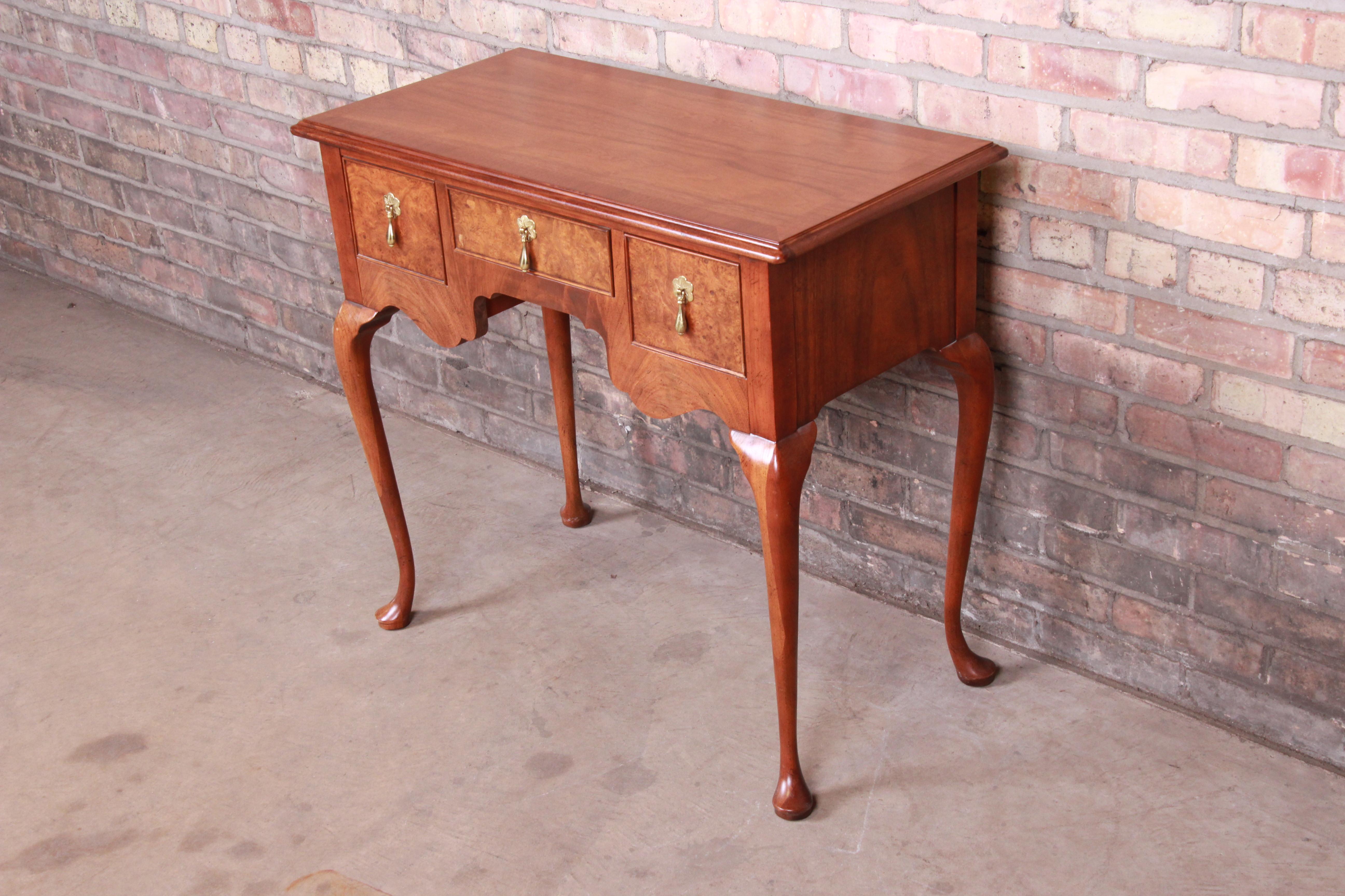 American Baker Furniture Chippendale Mahogany and Burl Wood Sideboard Server, Refinished For Sale