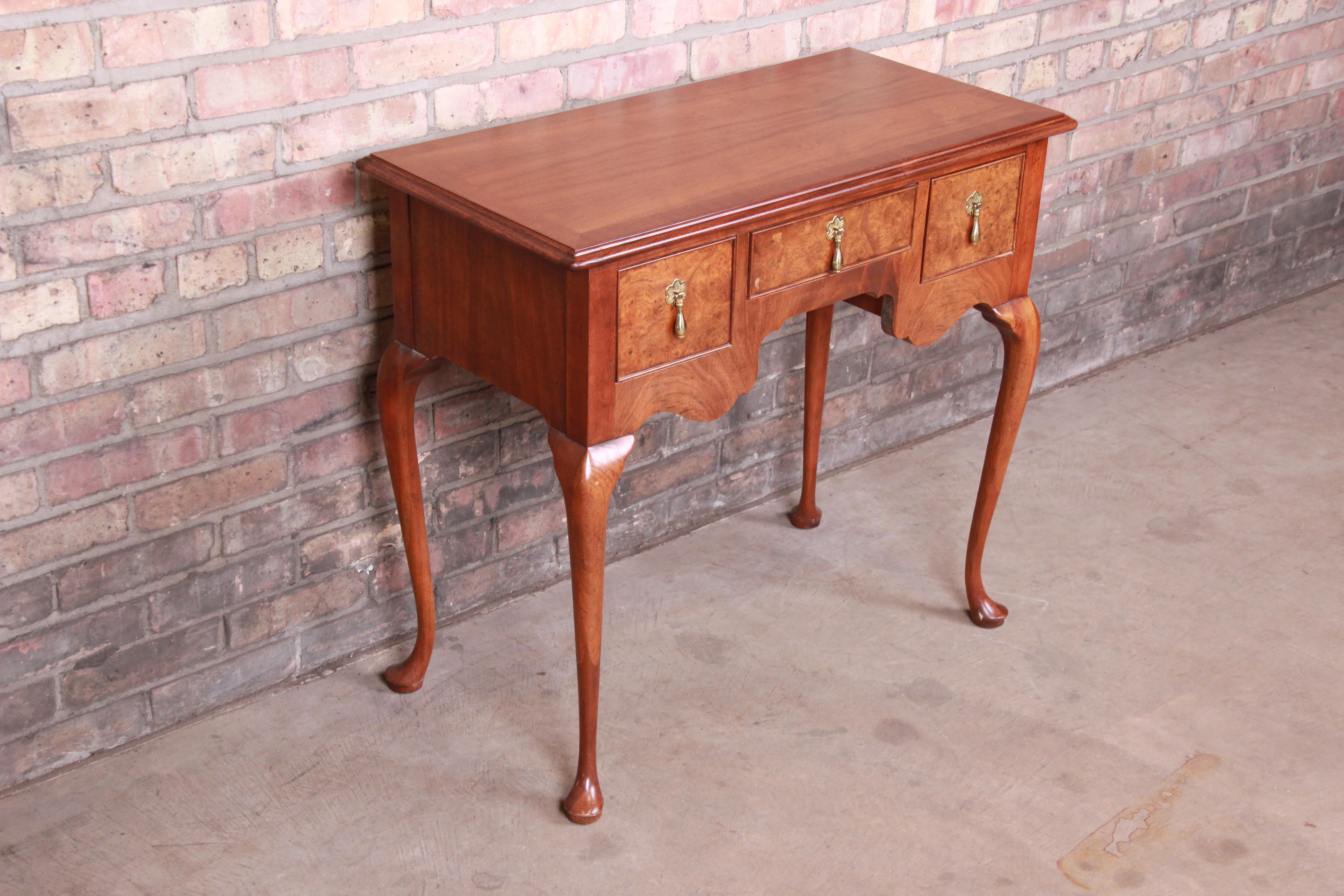 Baker Furniture Chippendale Mahogany and Burl Wood Sideboard Server, Refinished In Good Condition For Sale In South Bend, IN