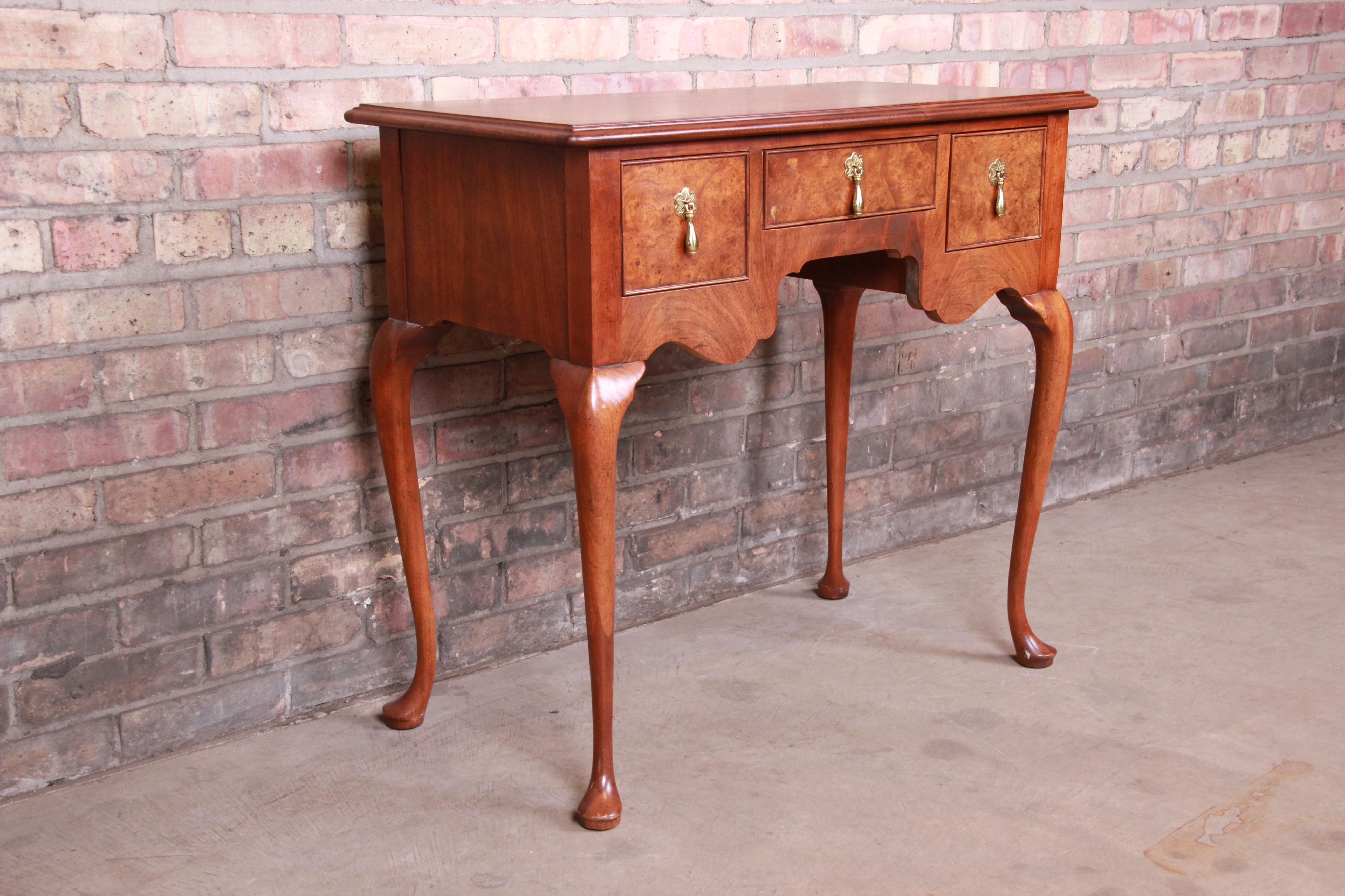 20th Century Baker Furniture Chippendale Mahogany and Burl Wood Sideboard Server, Refinished For Sale