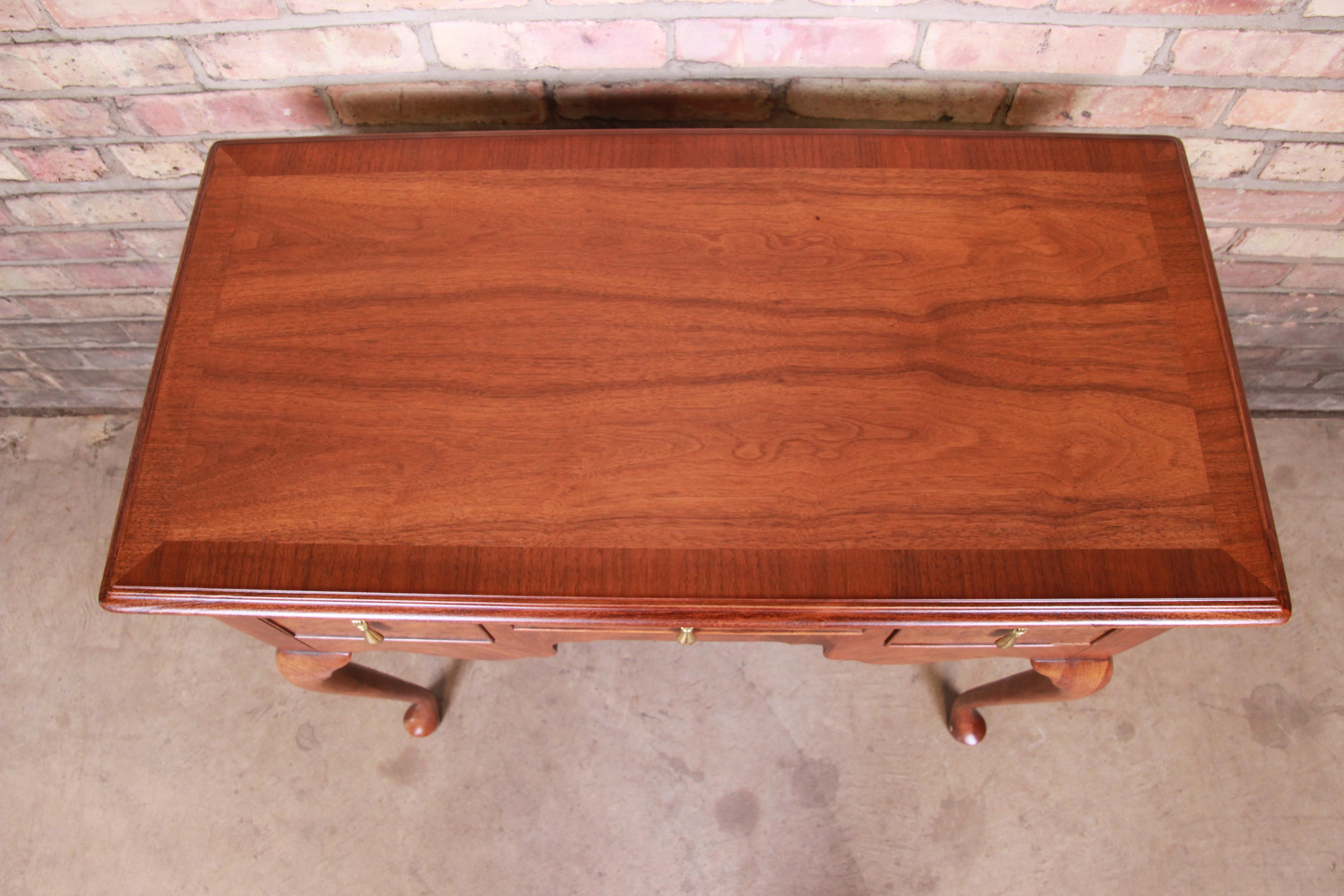 Brass Baker Furniture Chippendale Mahogany and Burl Wood Sideboard Server, Refinished For Sale