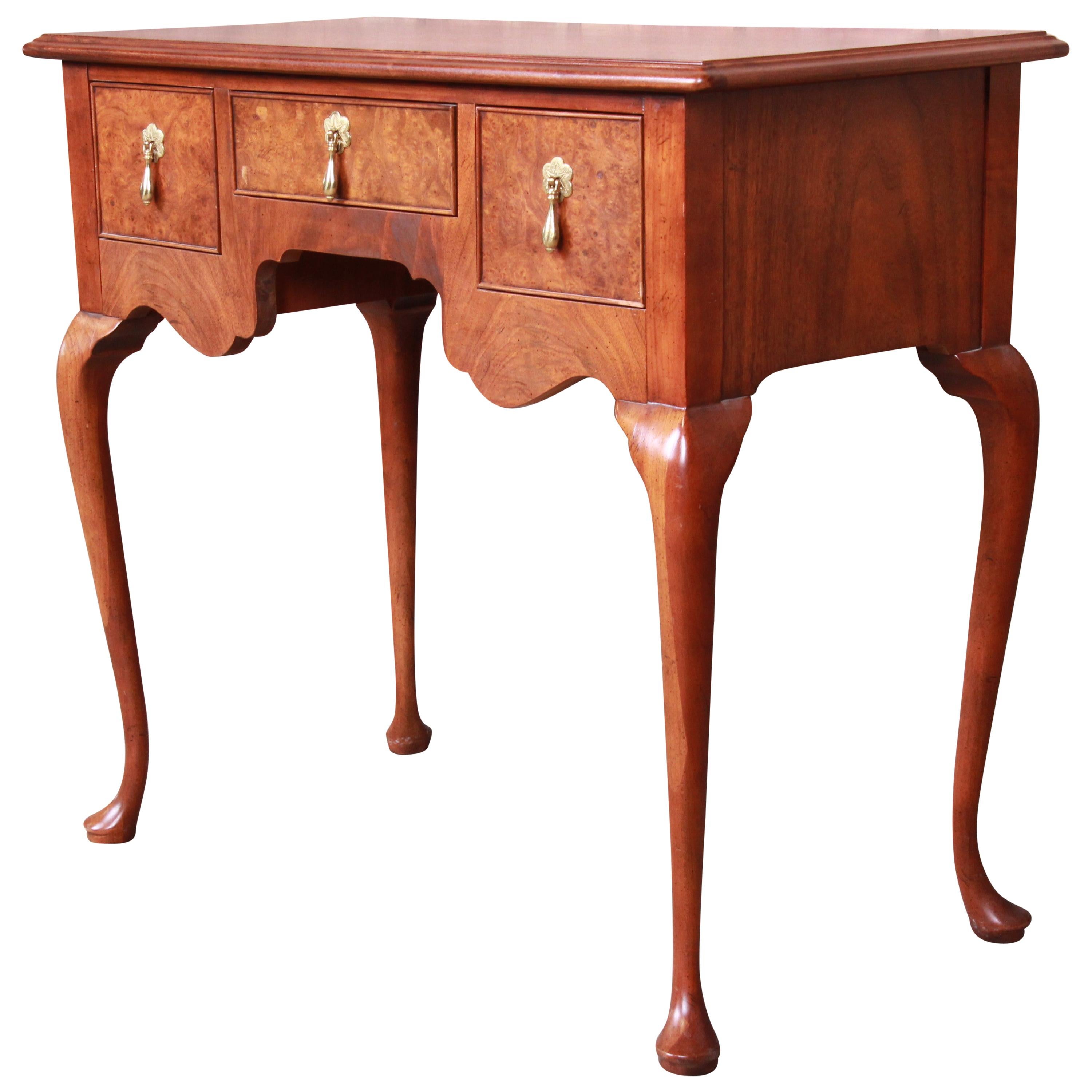 Baker Furniture Chippendale Mahogany and Burl Wood Sideboard Server, Refinished For Sale