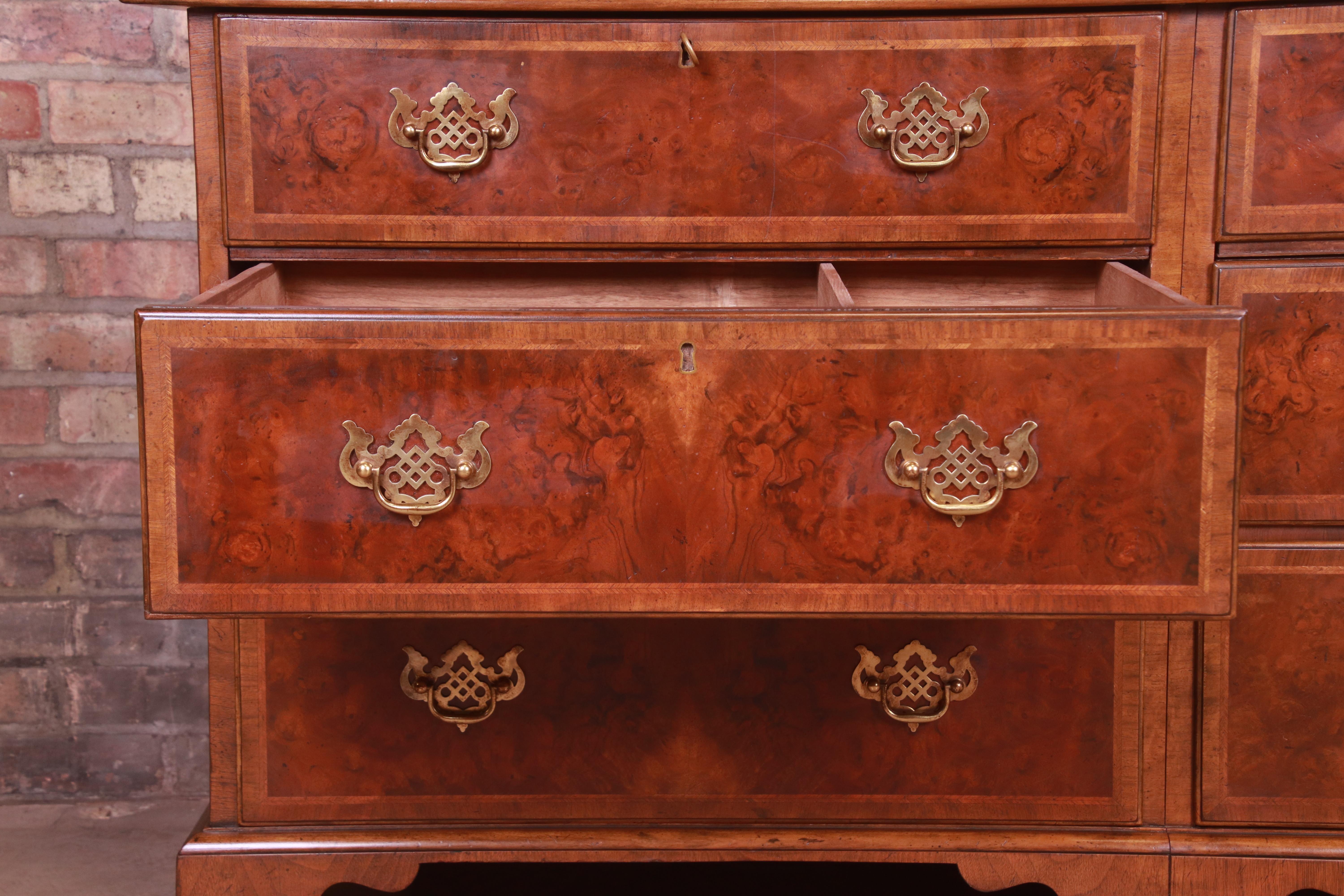 Baker Furniture Chippendale Mahogany and Burled Walnut Dresser Chest 4