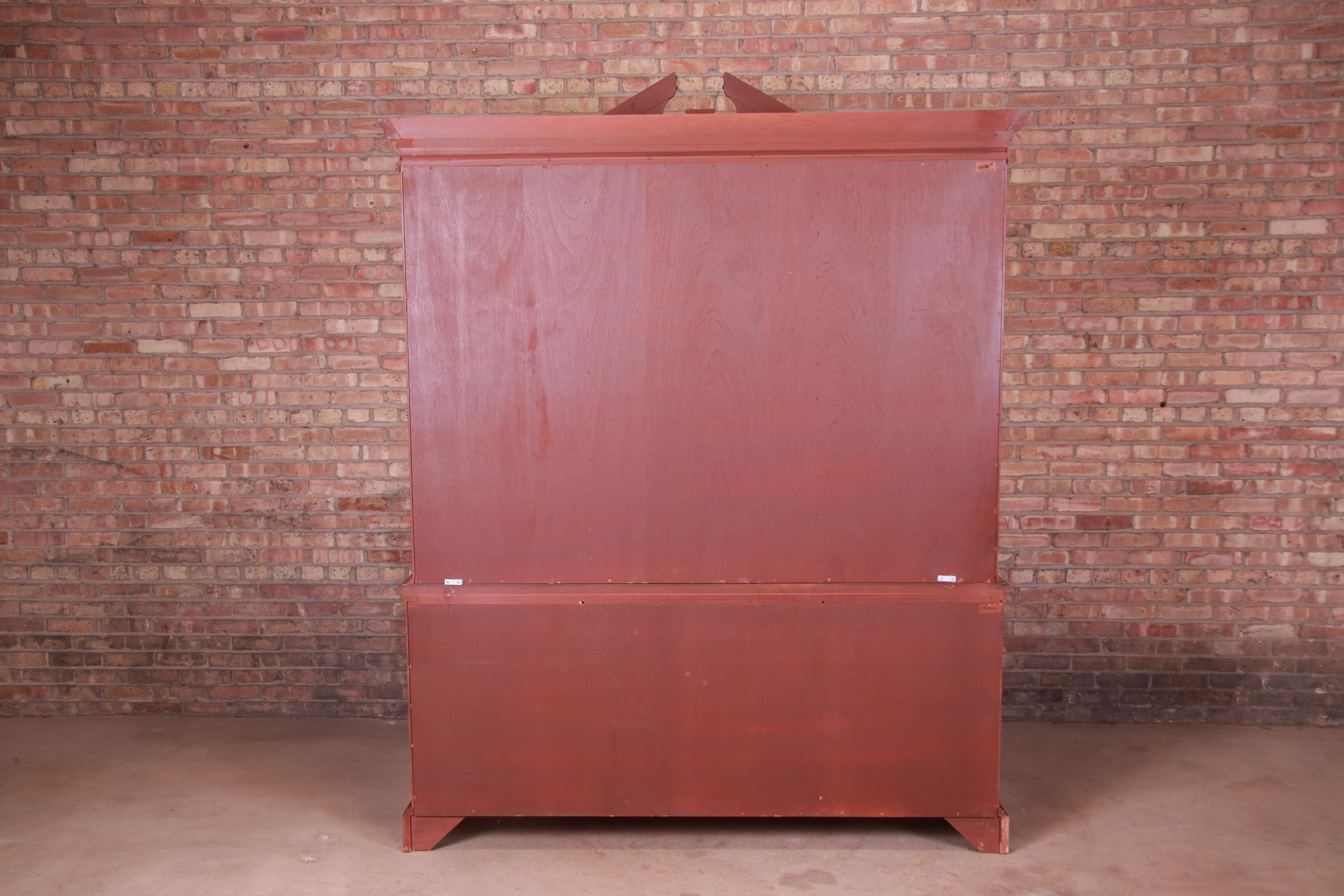 Baker Furniture Chippendale Mahogany Breakfront Bookcase Cabinet 8