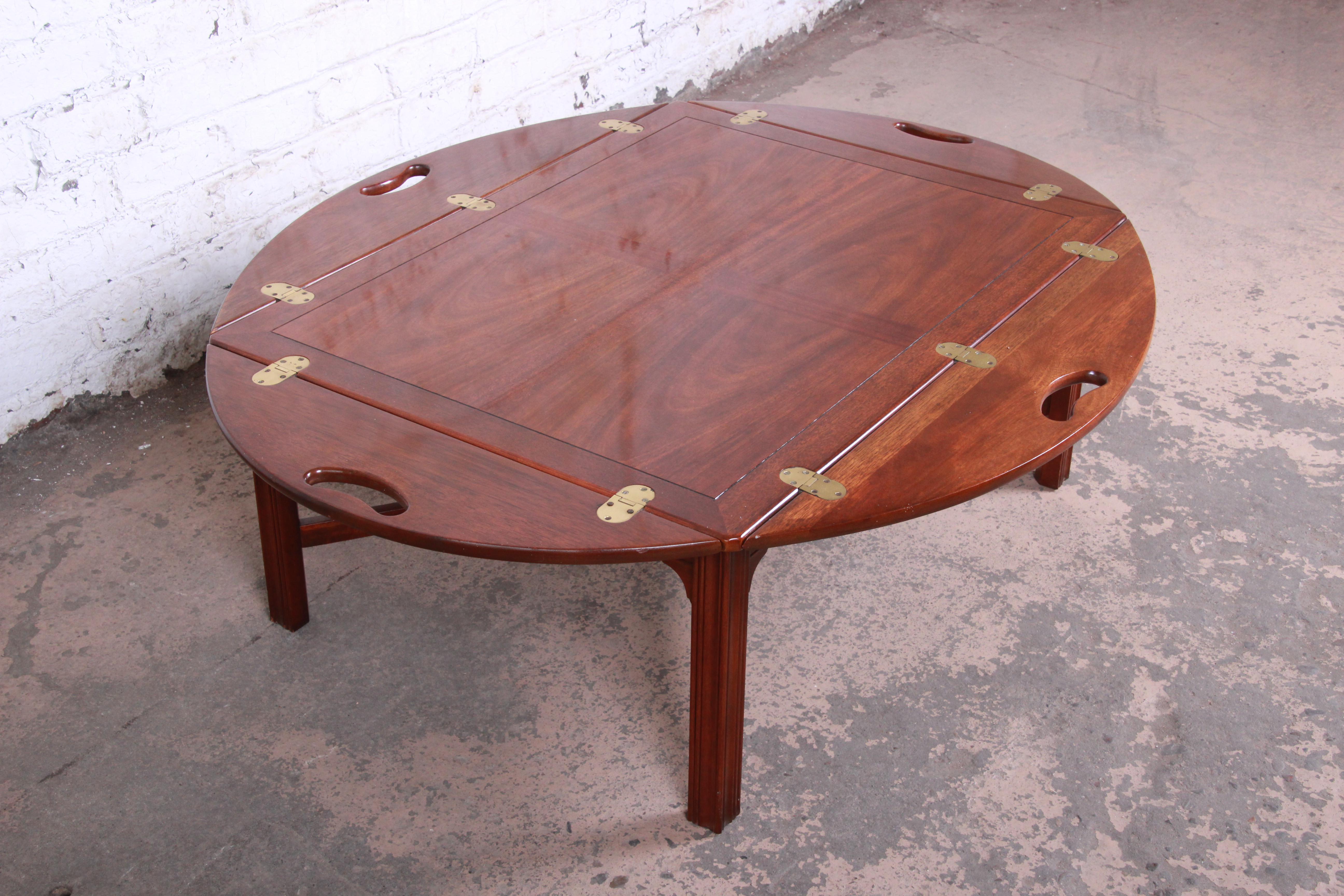 American Baker Furniture Chippendale Mahogany Butler's Coffee Table