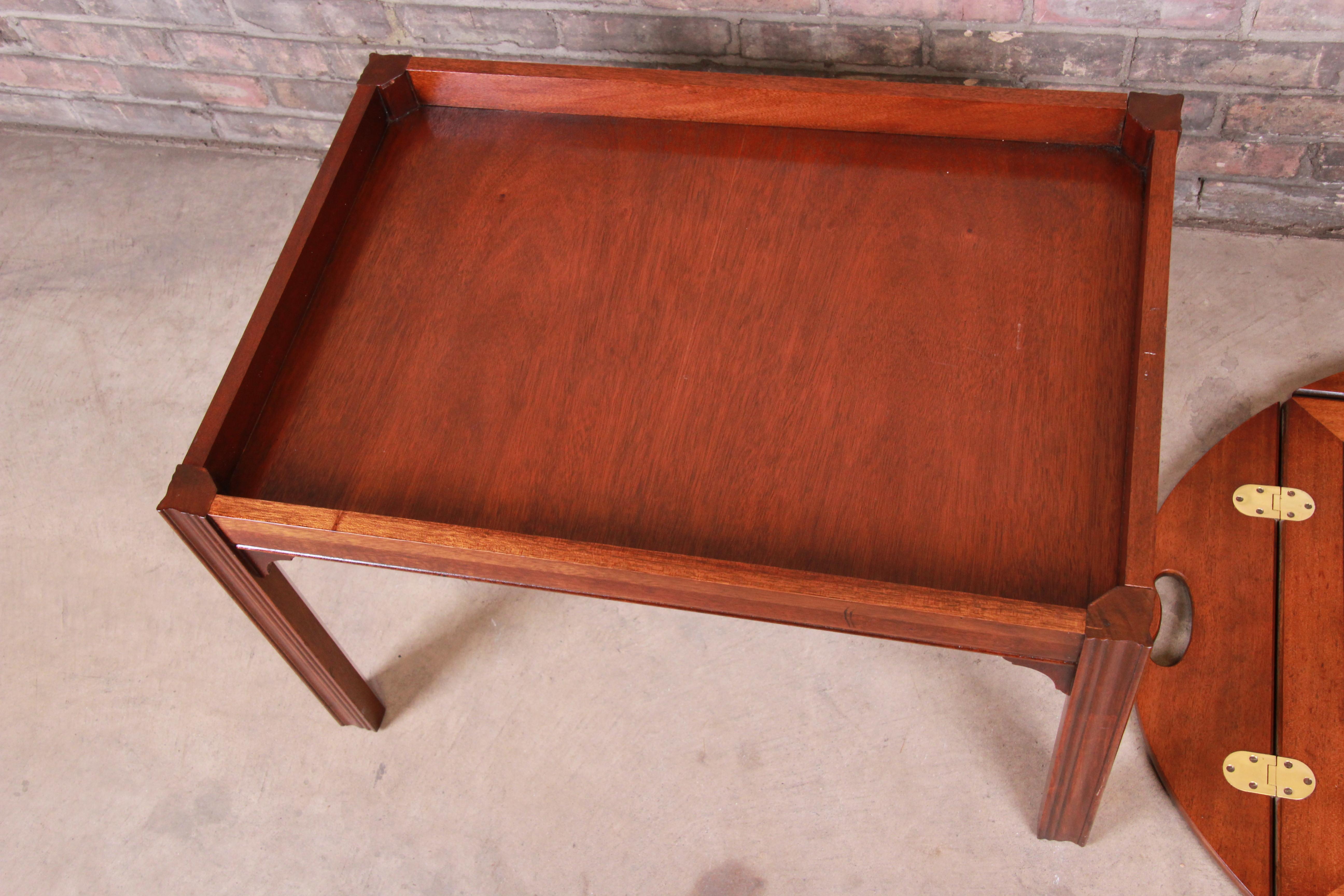 20th Century Baker Furniture Chippendale Mahogany Butler's Coffee Table