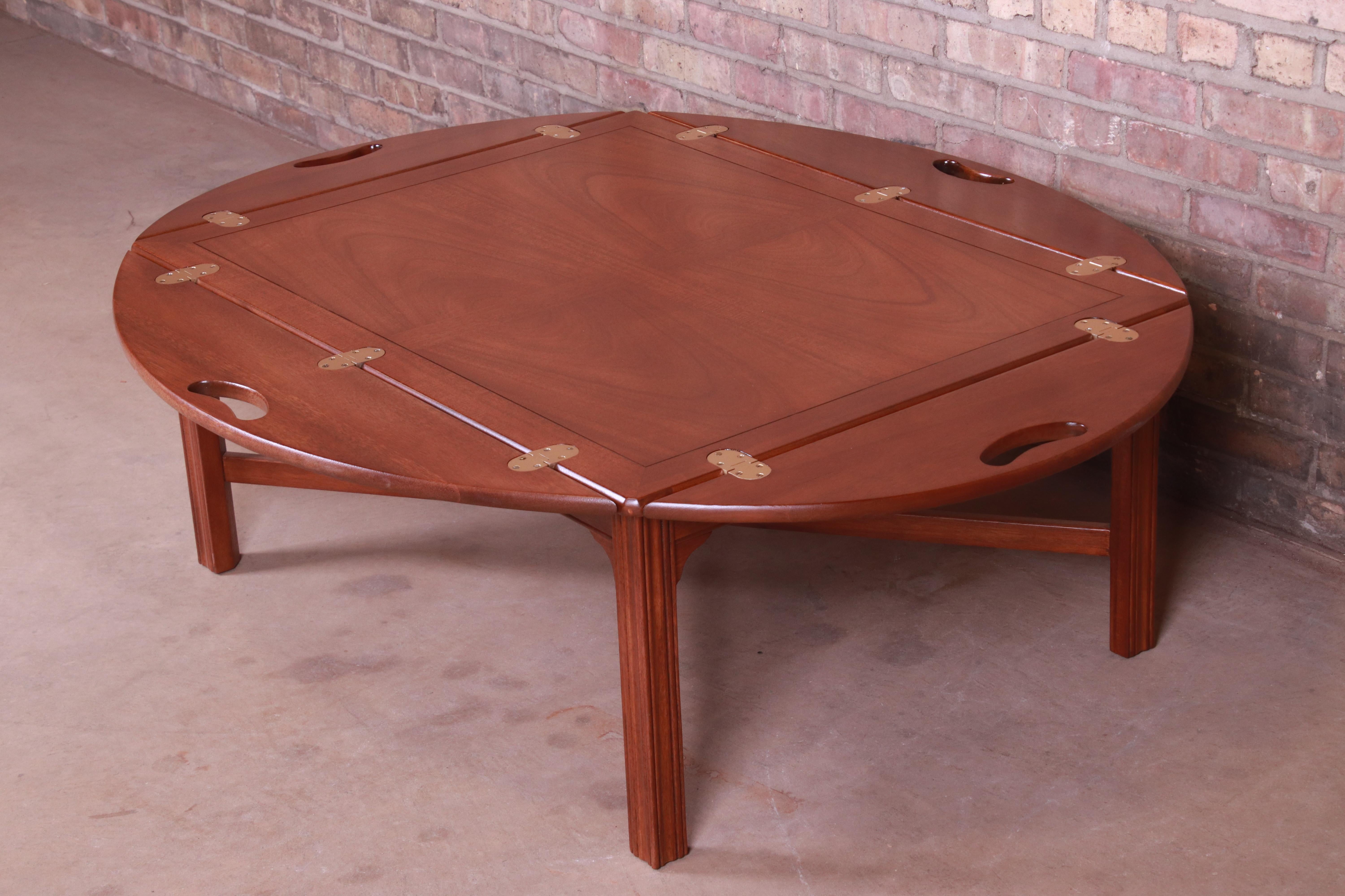 American Baker Furniture Chippendale Mahogany Butler's Coffee Table, Newly Refinished