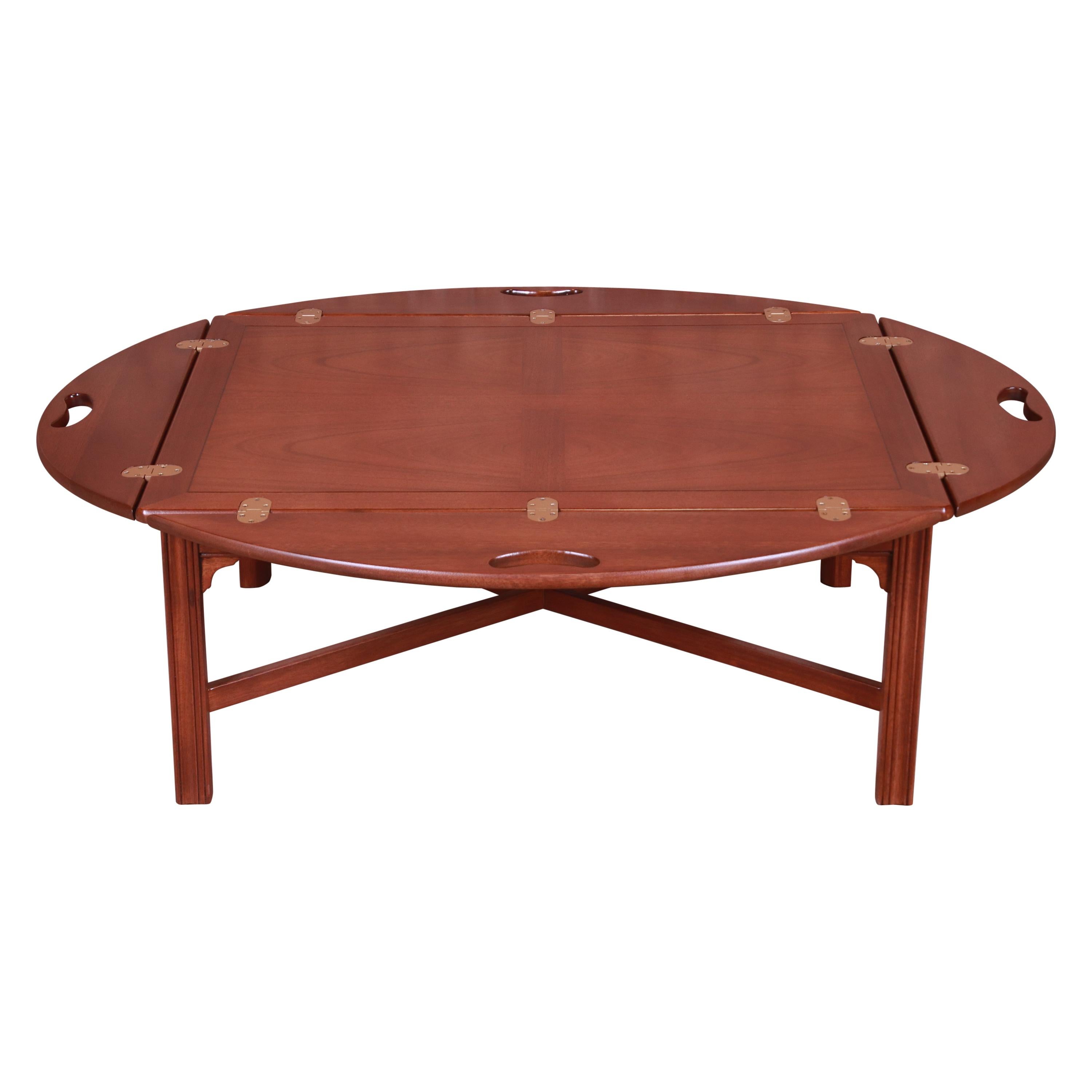 Baker Furniture Chippendale Mahogany Butler's Coffee Table, Newly Refinished