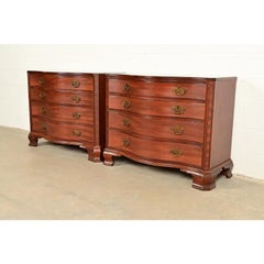 Baker Furniture Chippendale Mahogany Serpentine Front Dresser Chests, Pair
