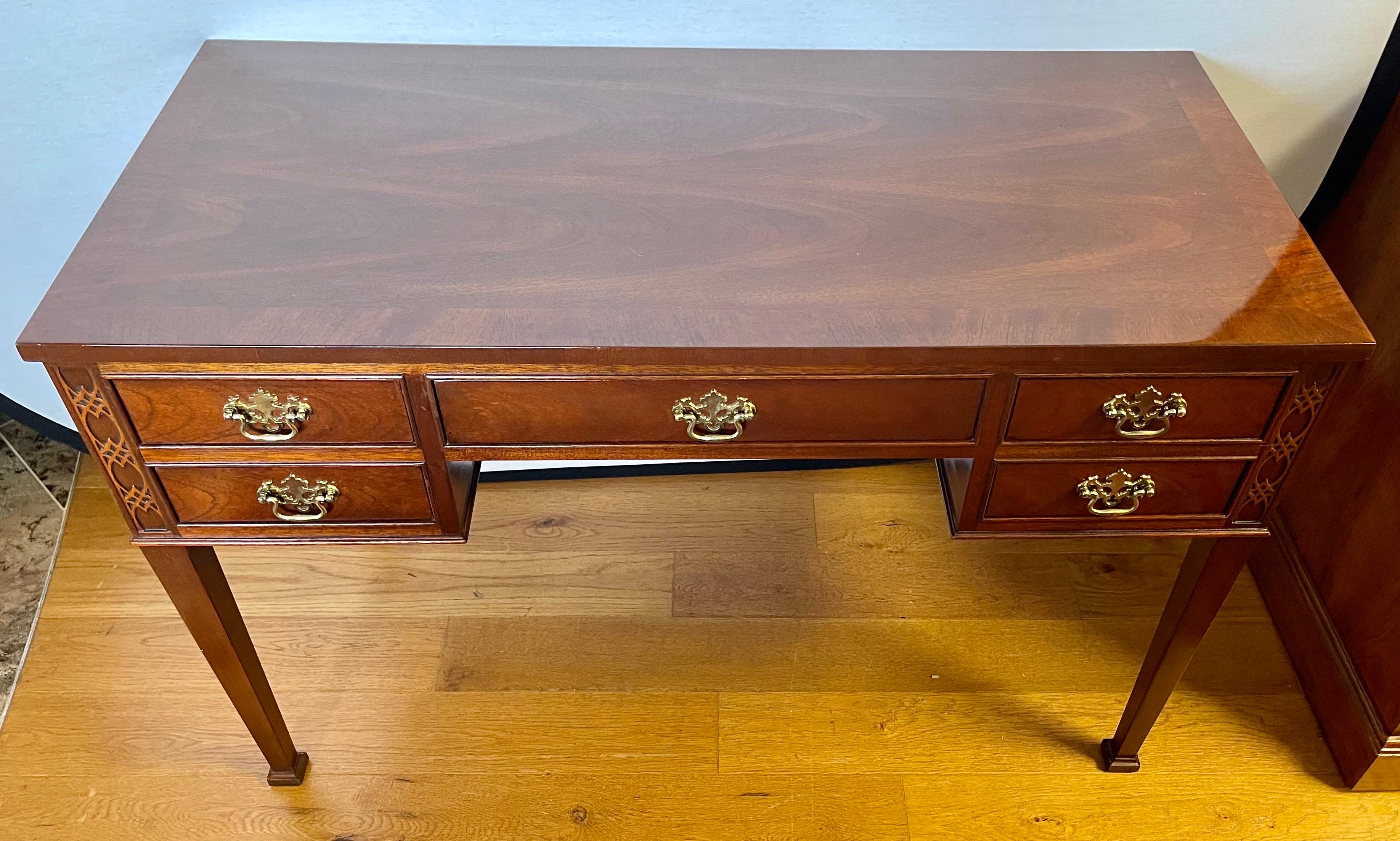 American Baker Furniture Chippendale Mahogany Writing Desk Table