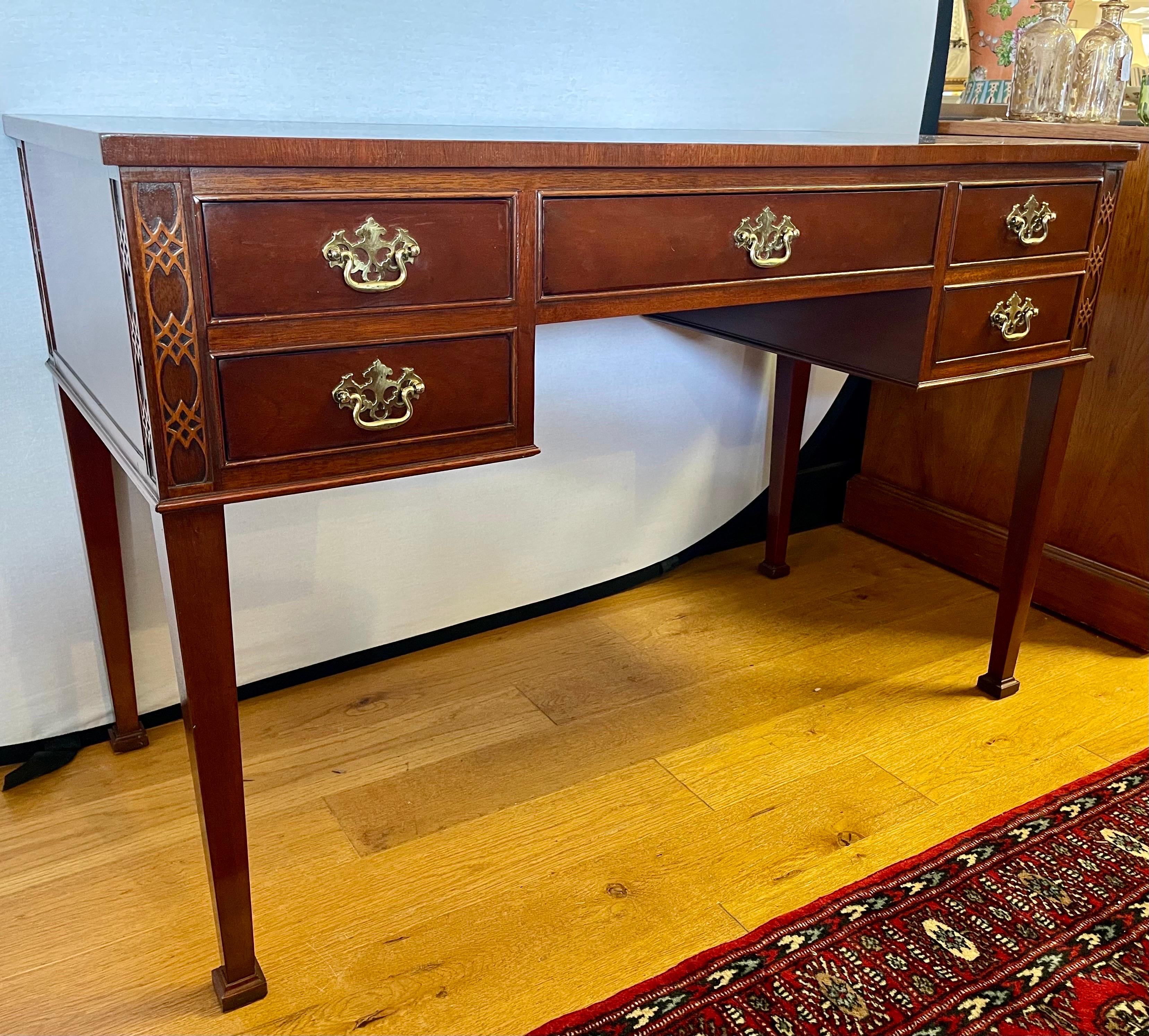 Baker Furniture Chippendale Mahogany Writing Desk Table 3