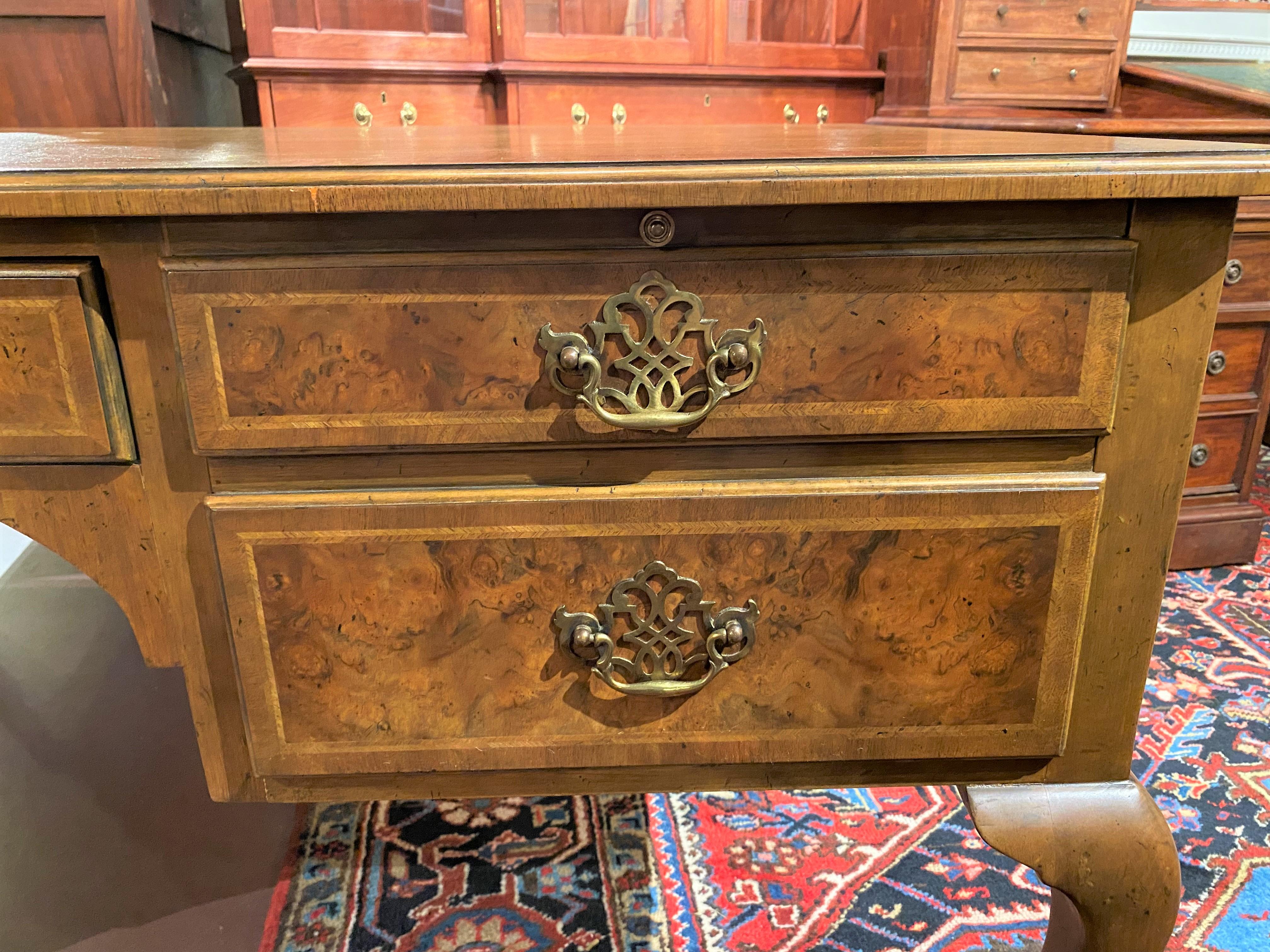 Baker Furniture Chippendale Style Burled Walnut Executive Desk In Good Condition In Milford, NH