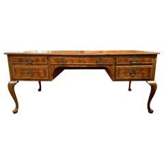 Baker Furniture Chippendale Style Burled Walnut Executive Desk