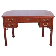 Baker Furniture Chippendale Style Mahogany Demilune Writing Desk