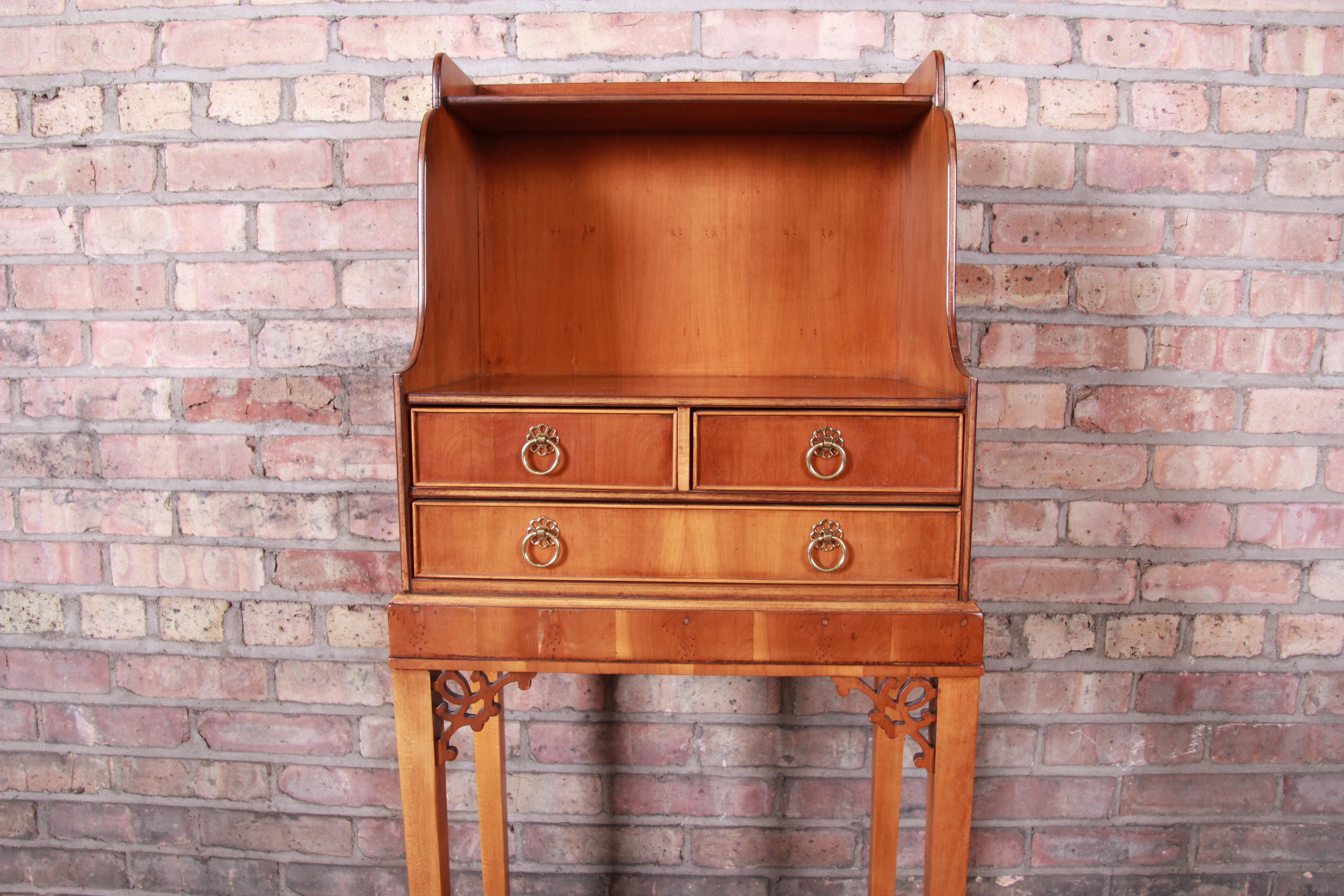 Baker Furniture Chippendale Style Narrow Writing Desk or Entry Table In Good Condition In South Bend, IN