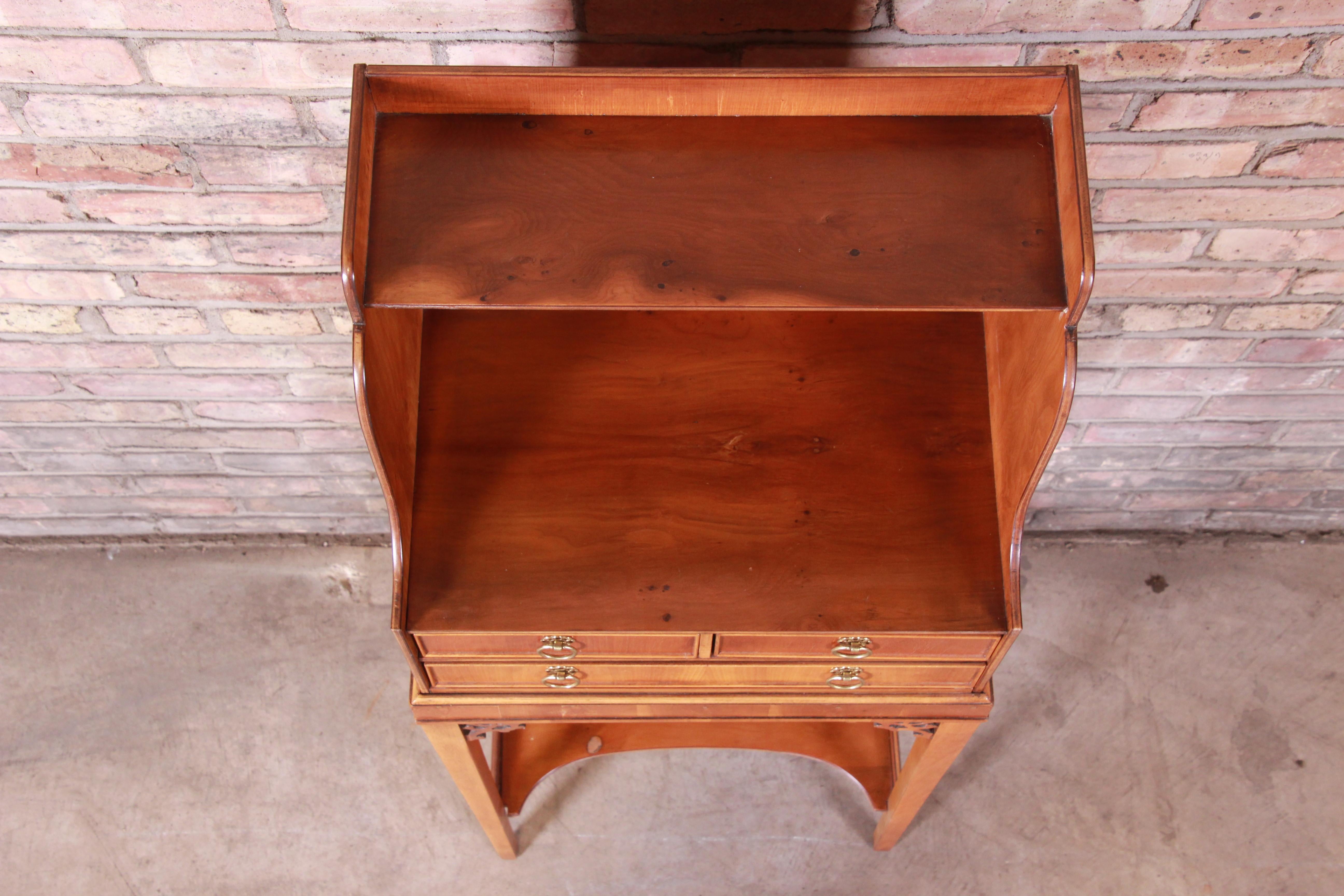 Brass Baker Furniture Chippendale Style Narrow Writing Desk or Entry Table