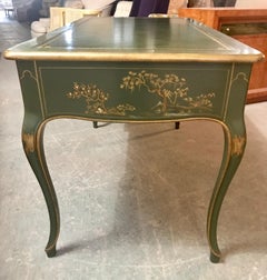 Baker Furniture Circa 1960s Olive and Hand Painted Writing Table