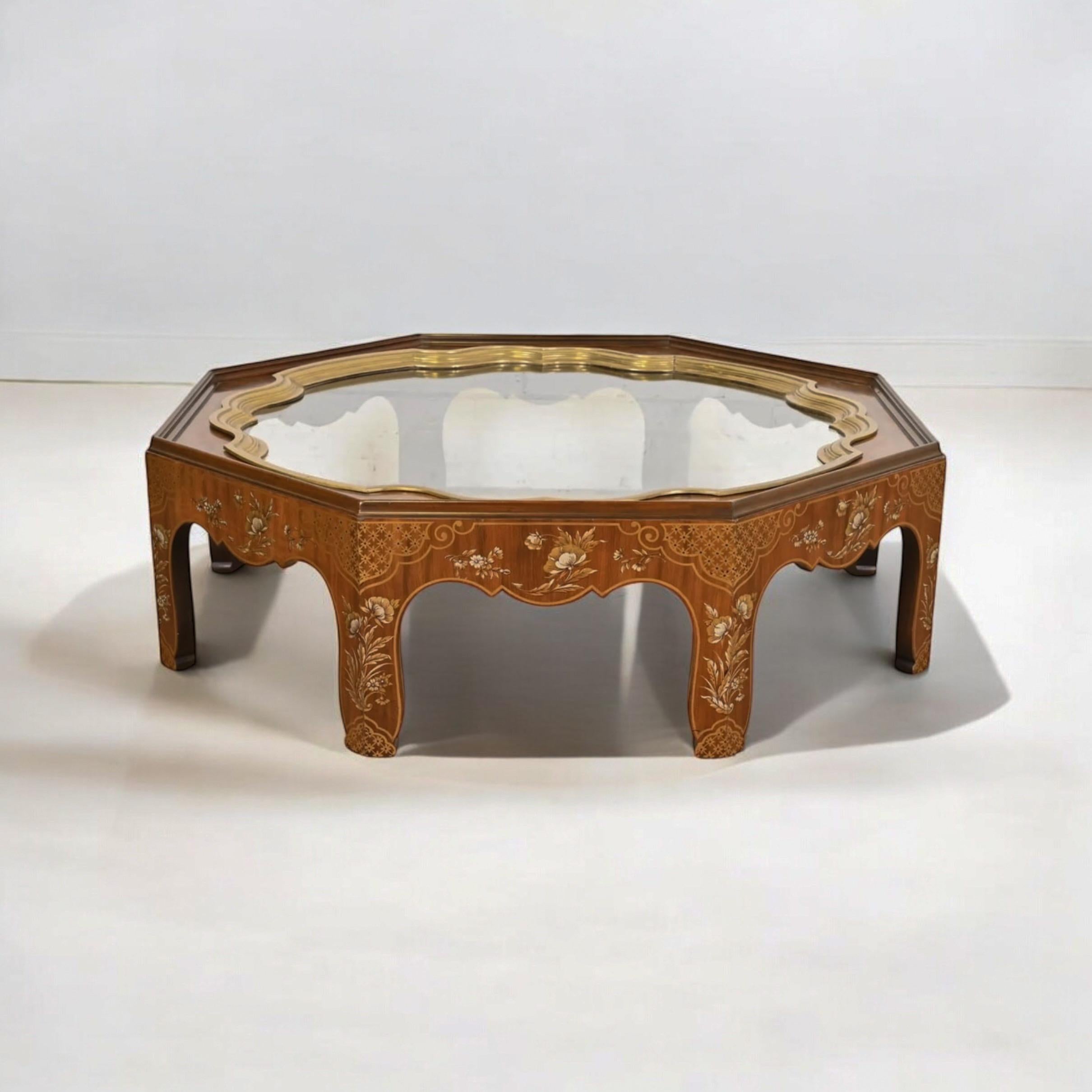 Baker Furniture Collector’s Edition Chinoiserie & Burl Tray Form Coffee Table For Sale 1