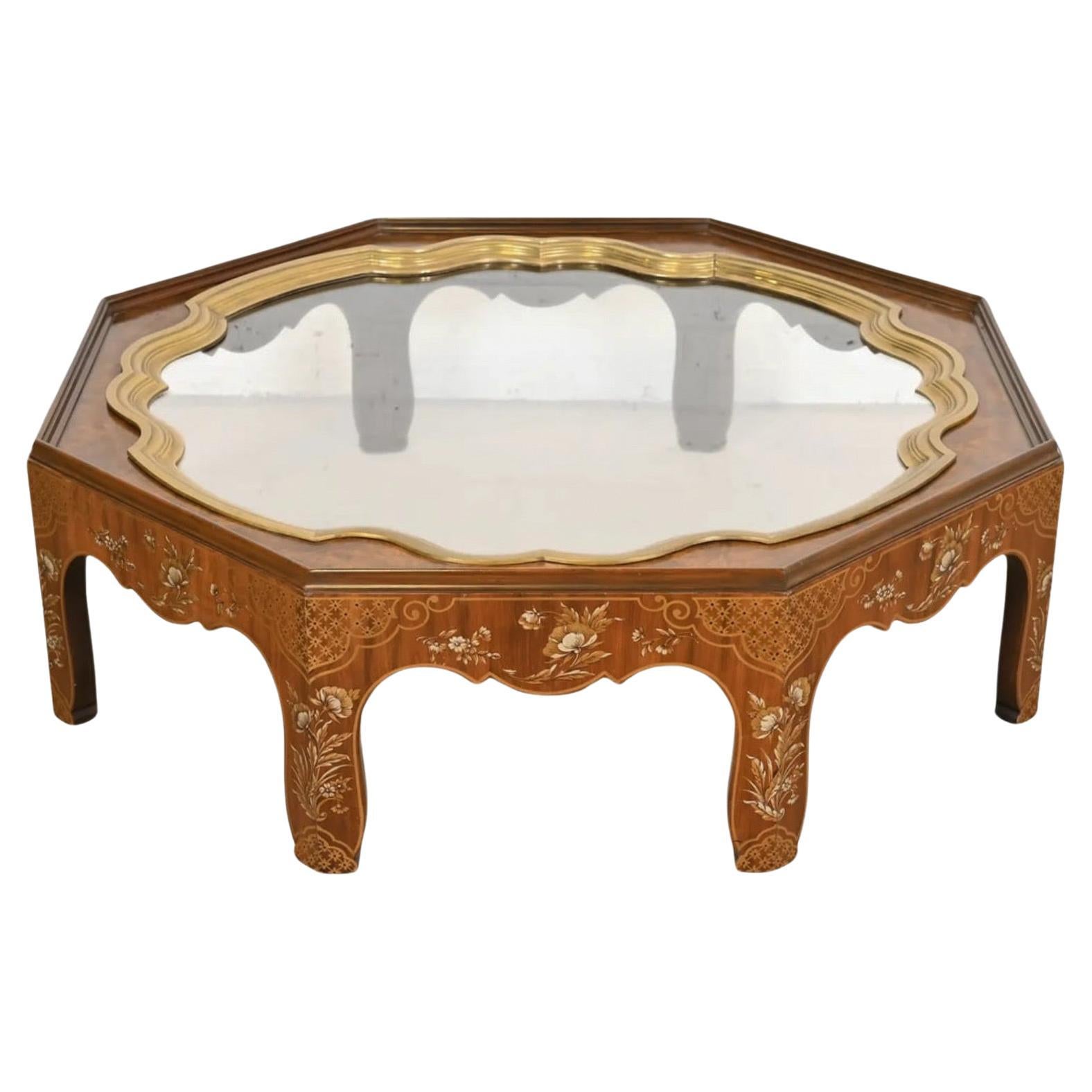 Baker Furniture Collector's Edition Chinoiserie & Wurzelholz Tablett Form Couchtisch