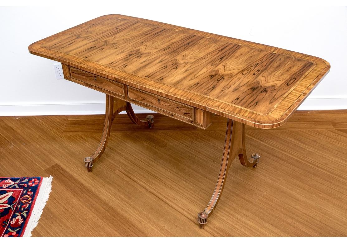 Baker Furniture Collector's Edition Regency Style Yew Wood Sofa/Writing Table For Sale 1