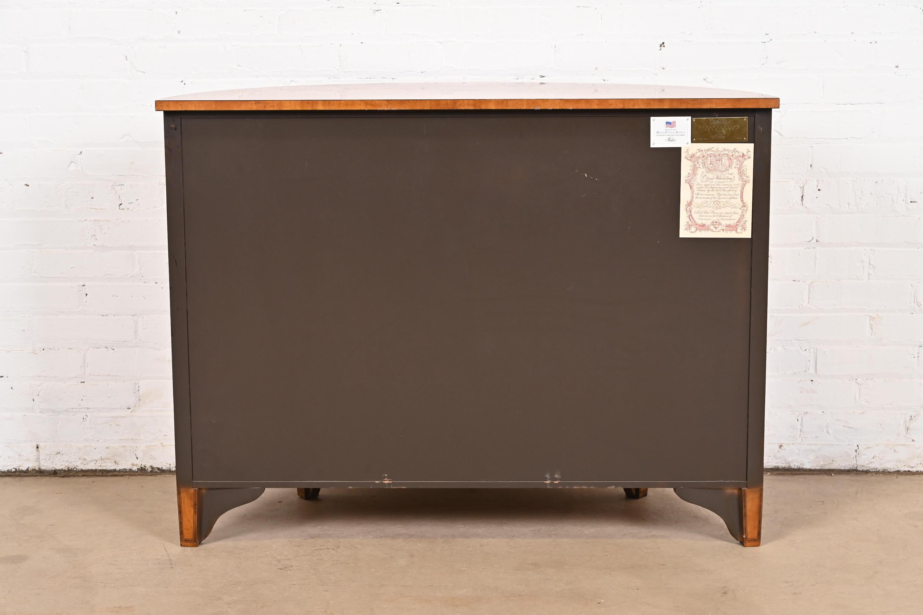 Baker Furniture Colonial Williamsburg Federal Inlaid Fruitwood Demilune Cabinet For Sale 5
