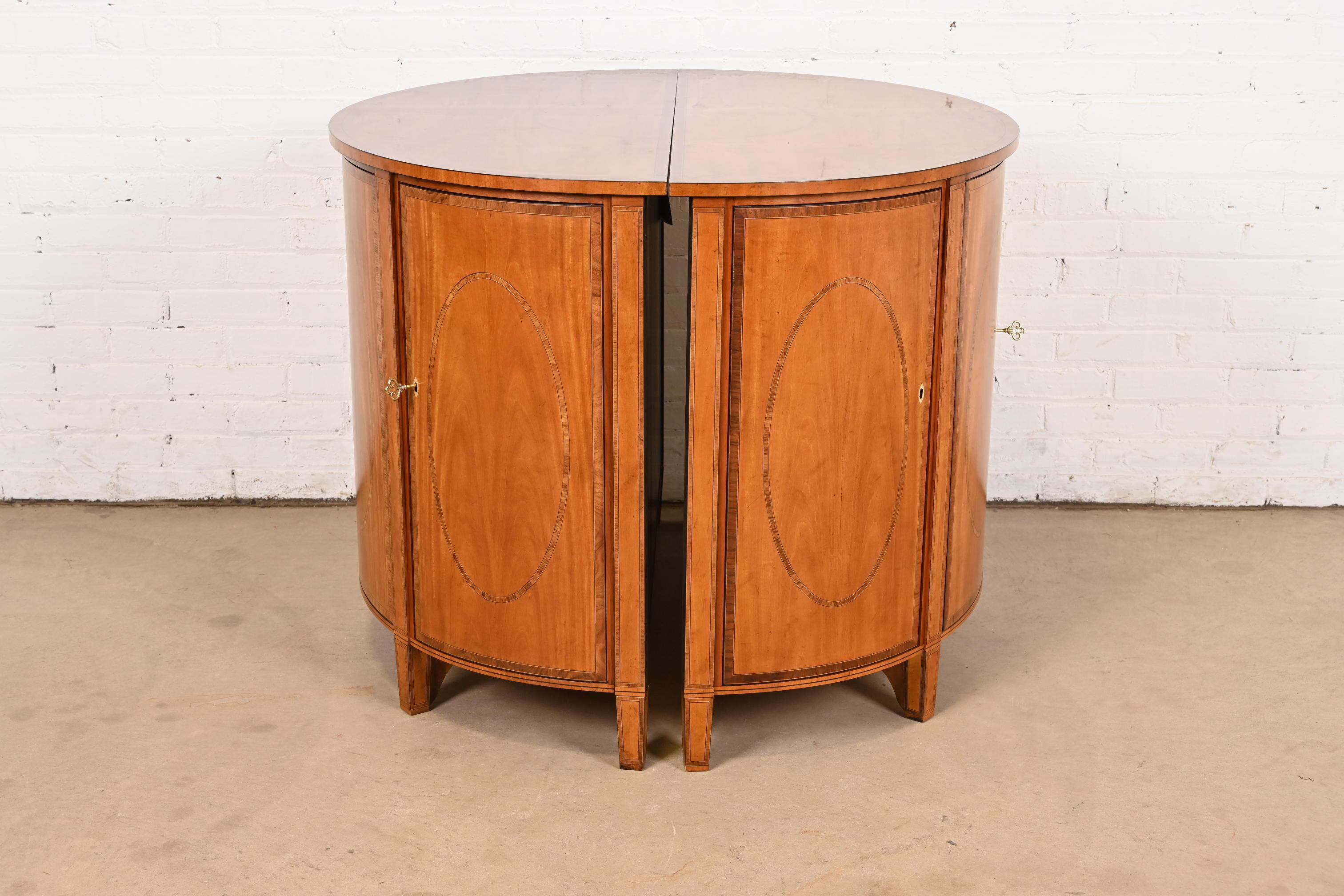 Baker Furniture Colonial Williamsburg Federal Inlaid Fruitwood Demilune Cabinets 4