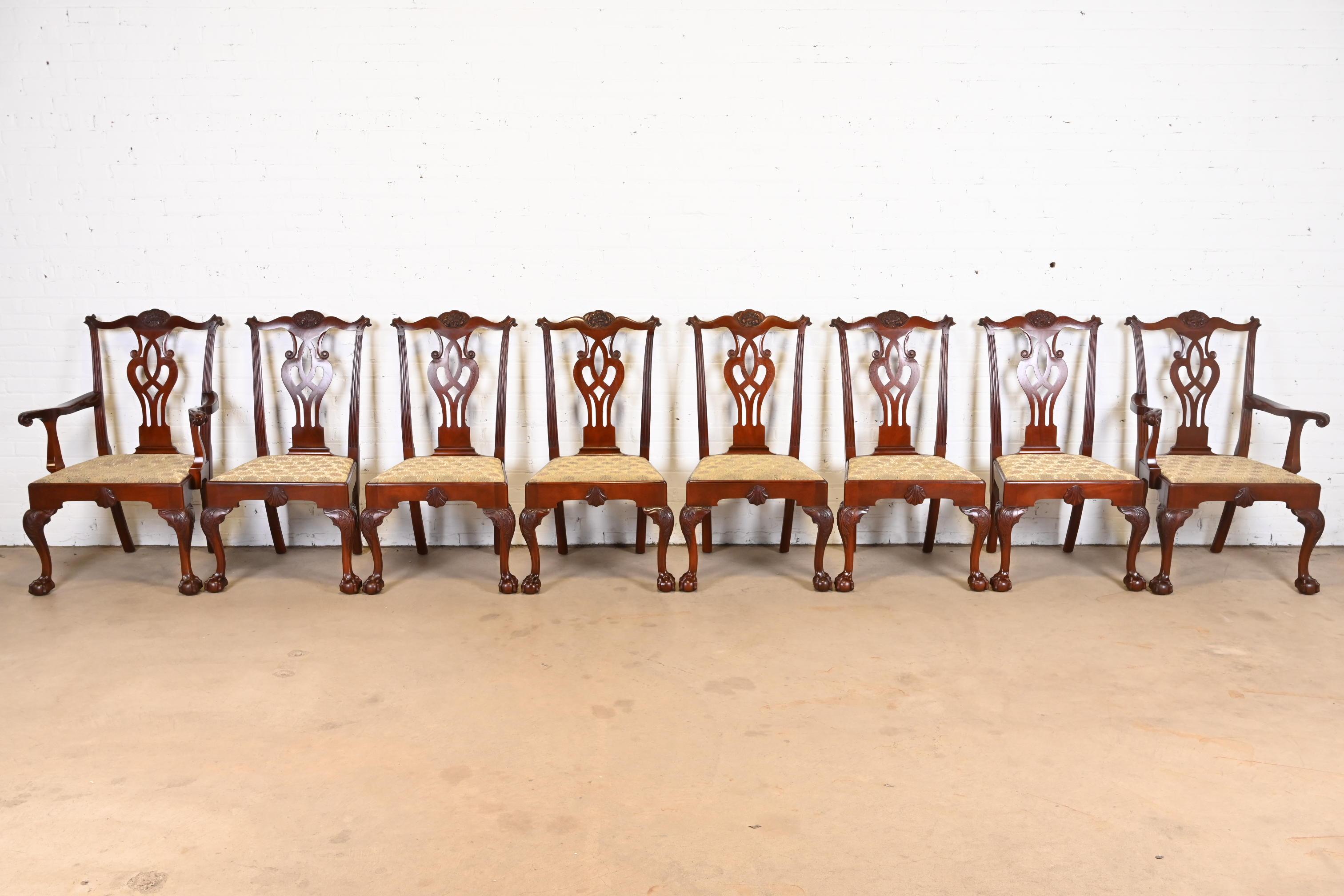 An exceptional set of eight Georgian or Chippendale style dining chairs

By Baker Furniture, 