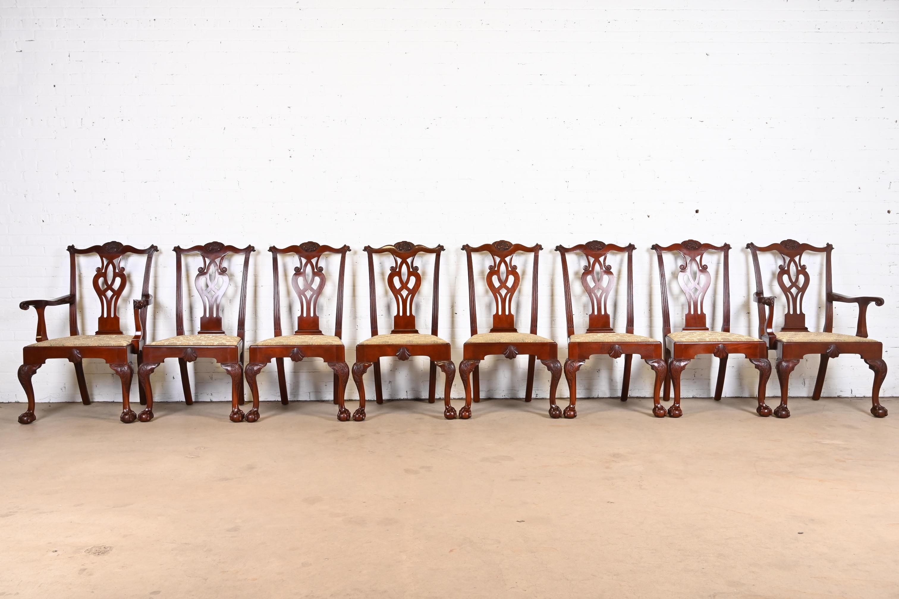 American Baker Furniture Colonial Williamsburg Georgian Mahogany Dining Chairs, Set of 8