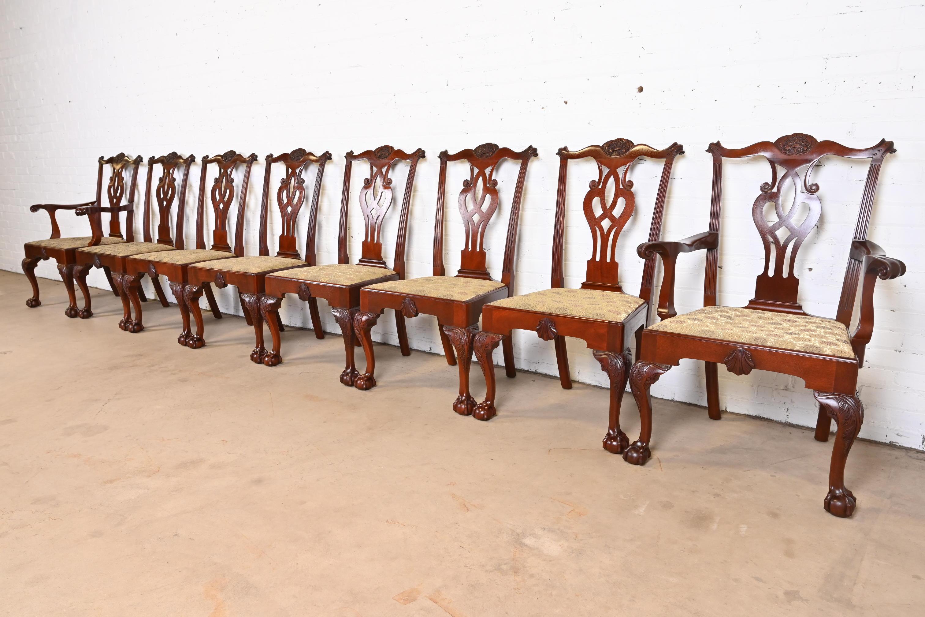 20th Century Baker Furniture Colonial Williamsburg Georgian Mahogany Dining Chairs, Set of 8