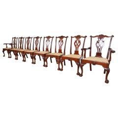 Baker Furniture Colonial Williamsburg Georgian Mahogany Dining Chairs, Set of 8