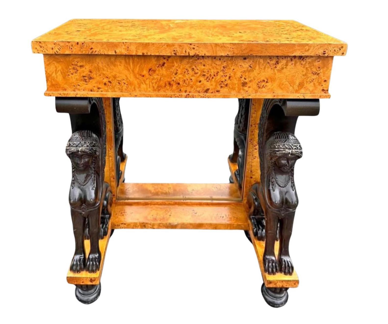 Baker Furniture Company Biedermeier Style Sphinx Console Table In Good Condition For Sale In LOS ANGELES, CA