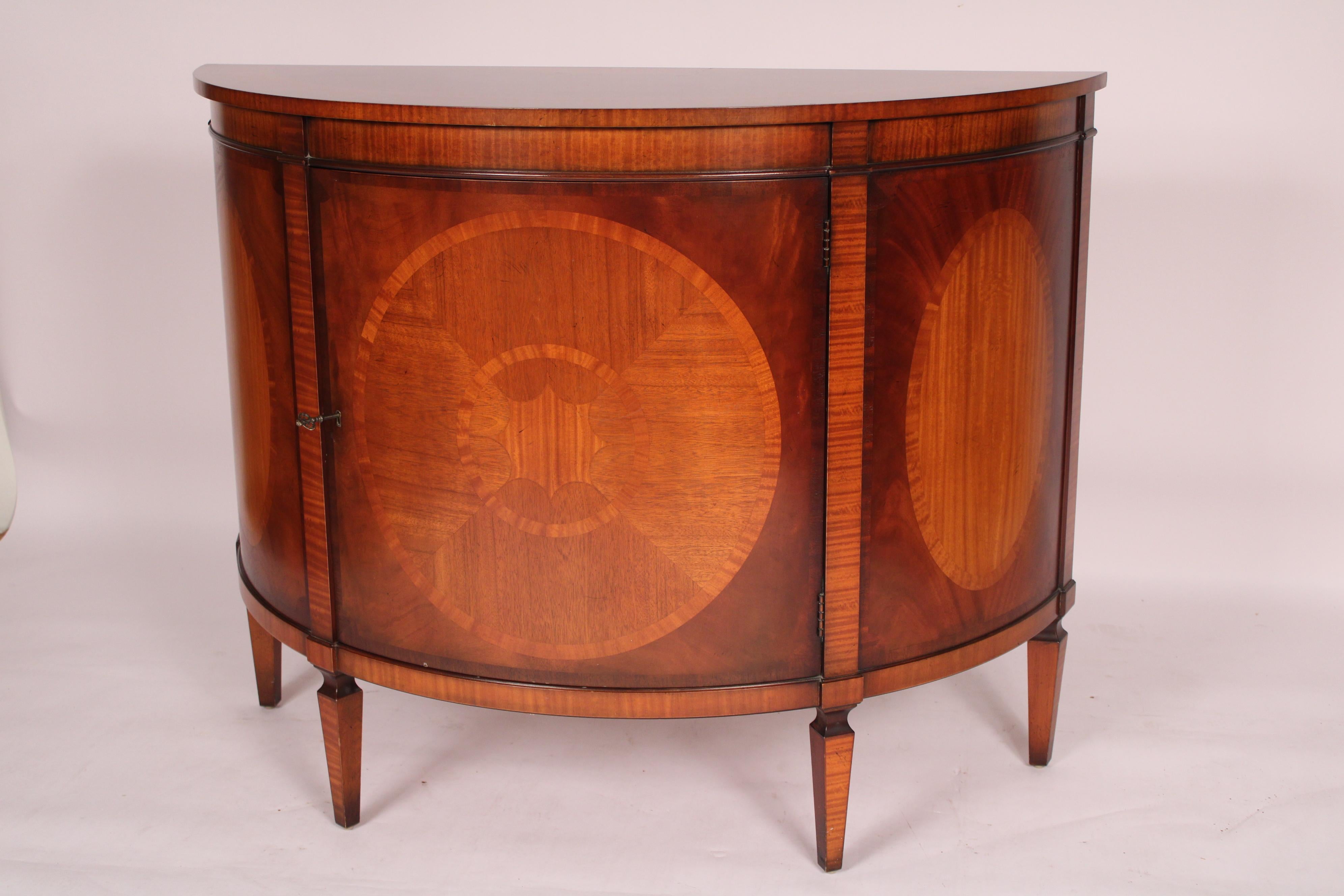 Baker Furniture Company Charleston Collection Demi Lune Inlaid Cabinet In Good Condition In Laguna Beach, CA